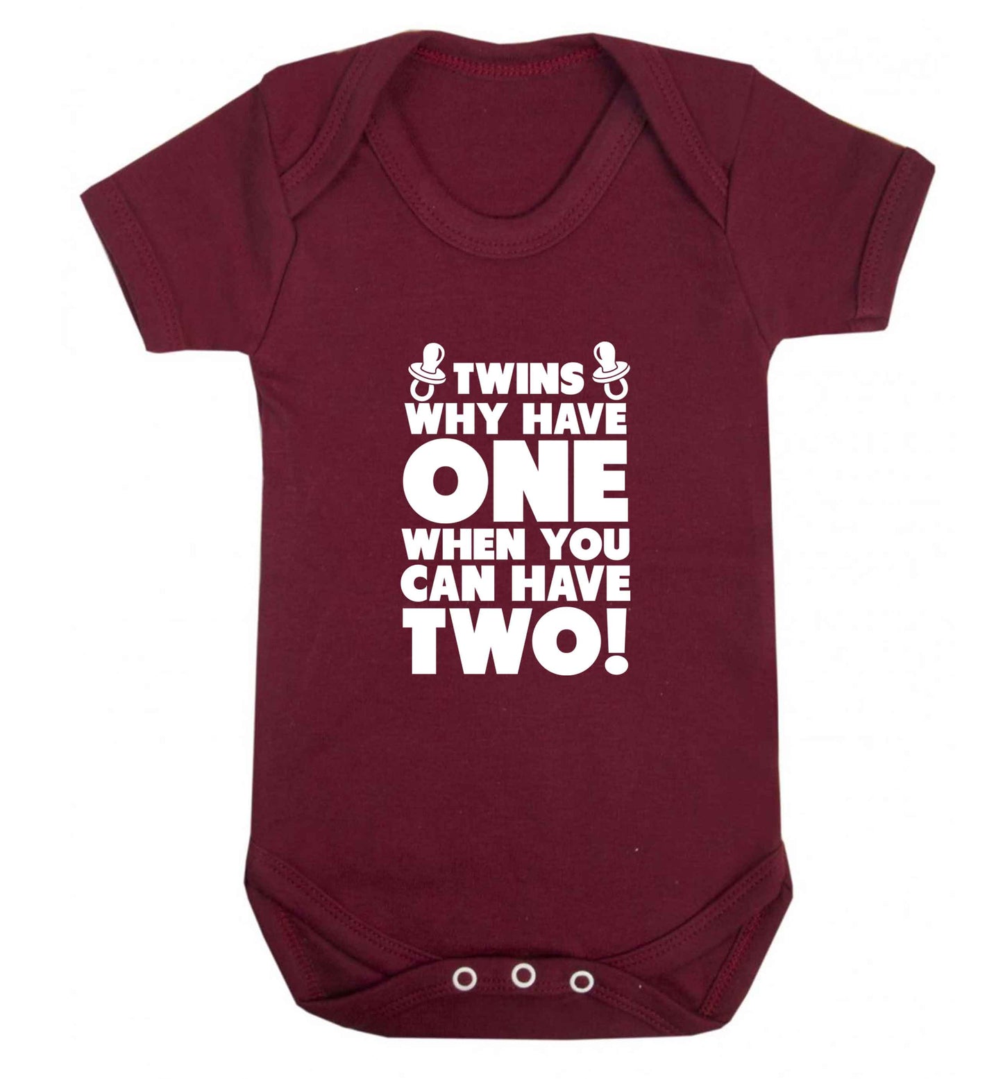 Twins why have one when you can have two baby vest maroon 18-24 months
