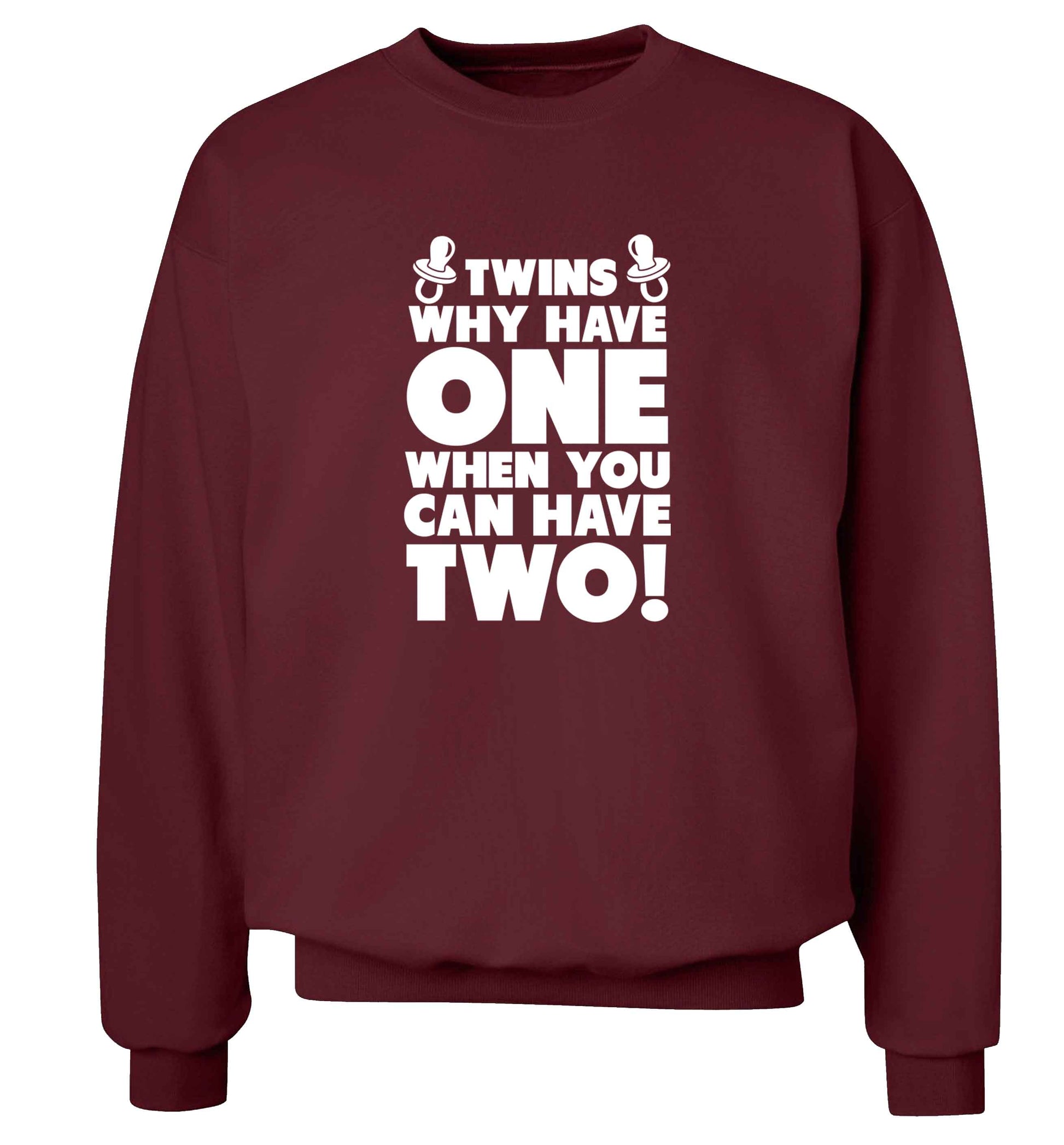 Twins why have one when you can have two adult's unisex maroon sweater 2XL