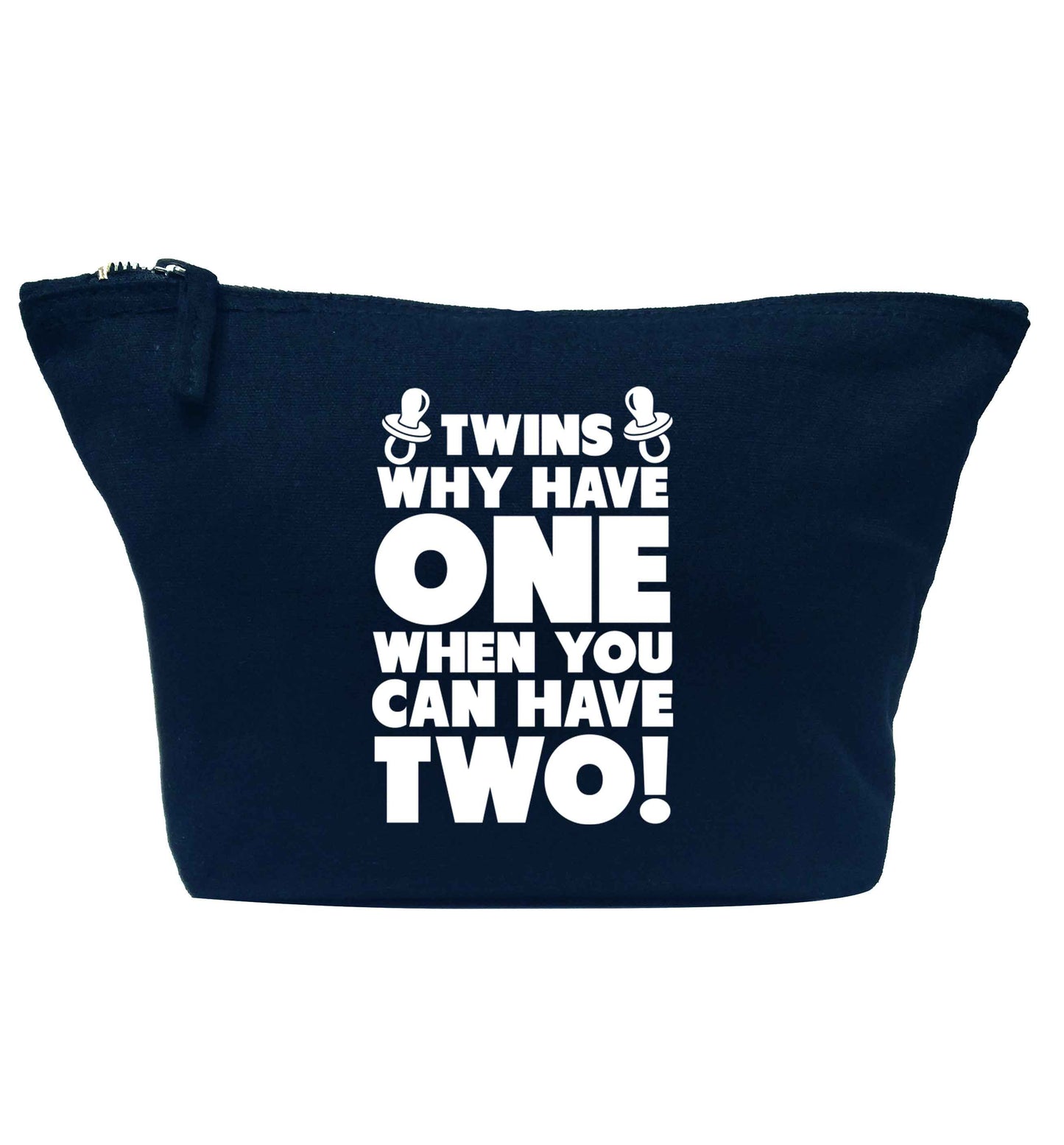 Twins why have one when you can have two navy makeup bag