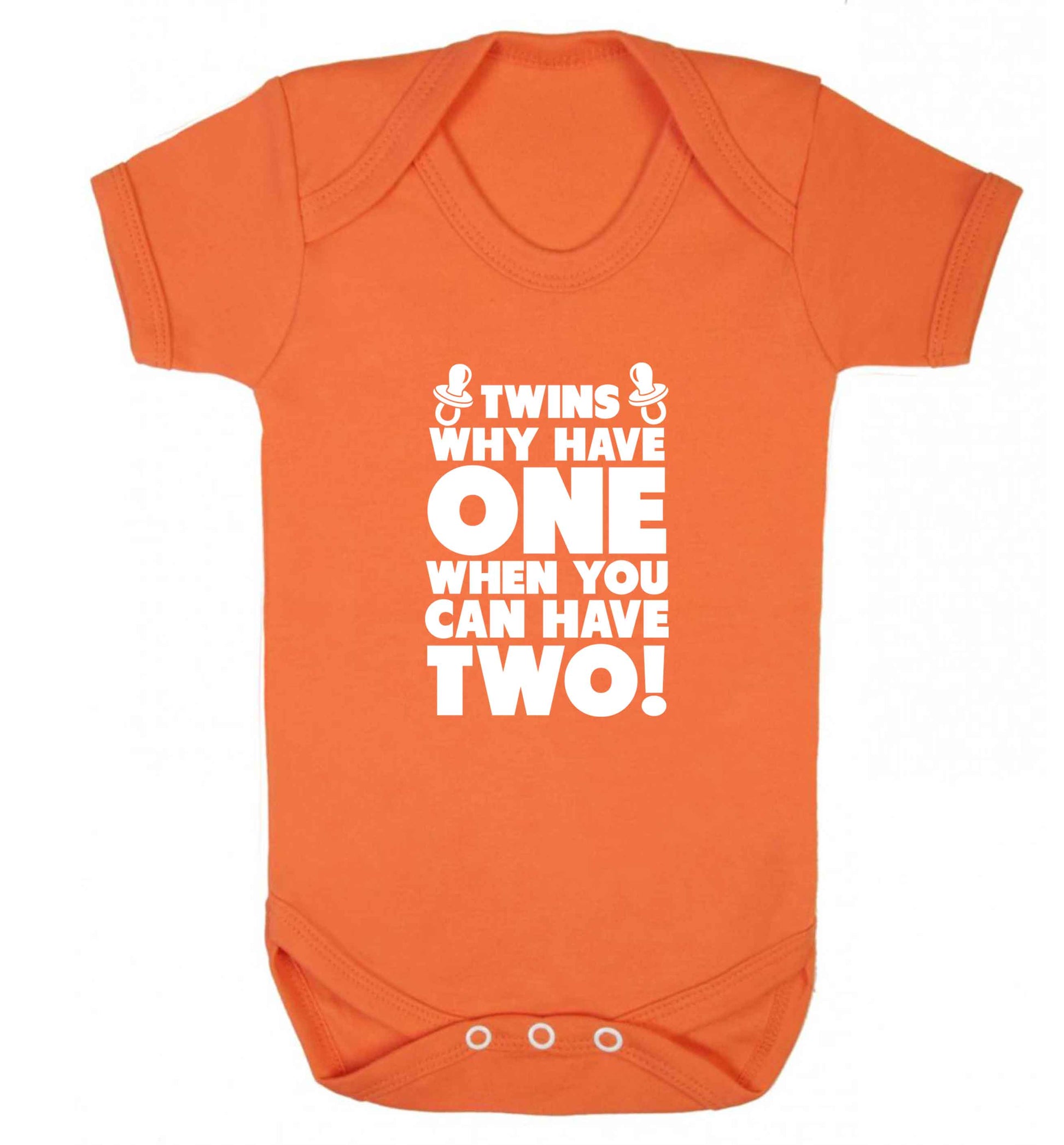 Twins why have one when you can have two baby vest orange 18-24 months