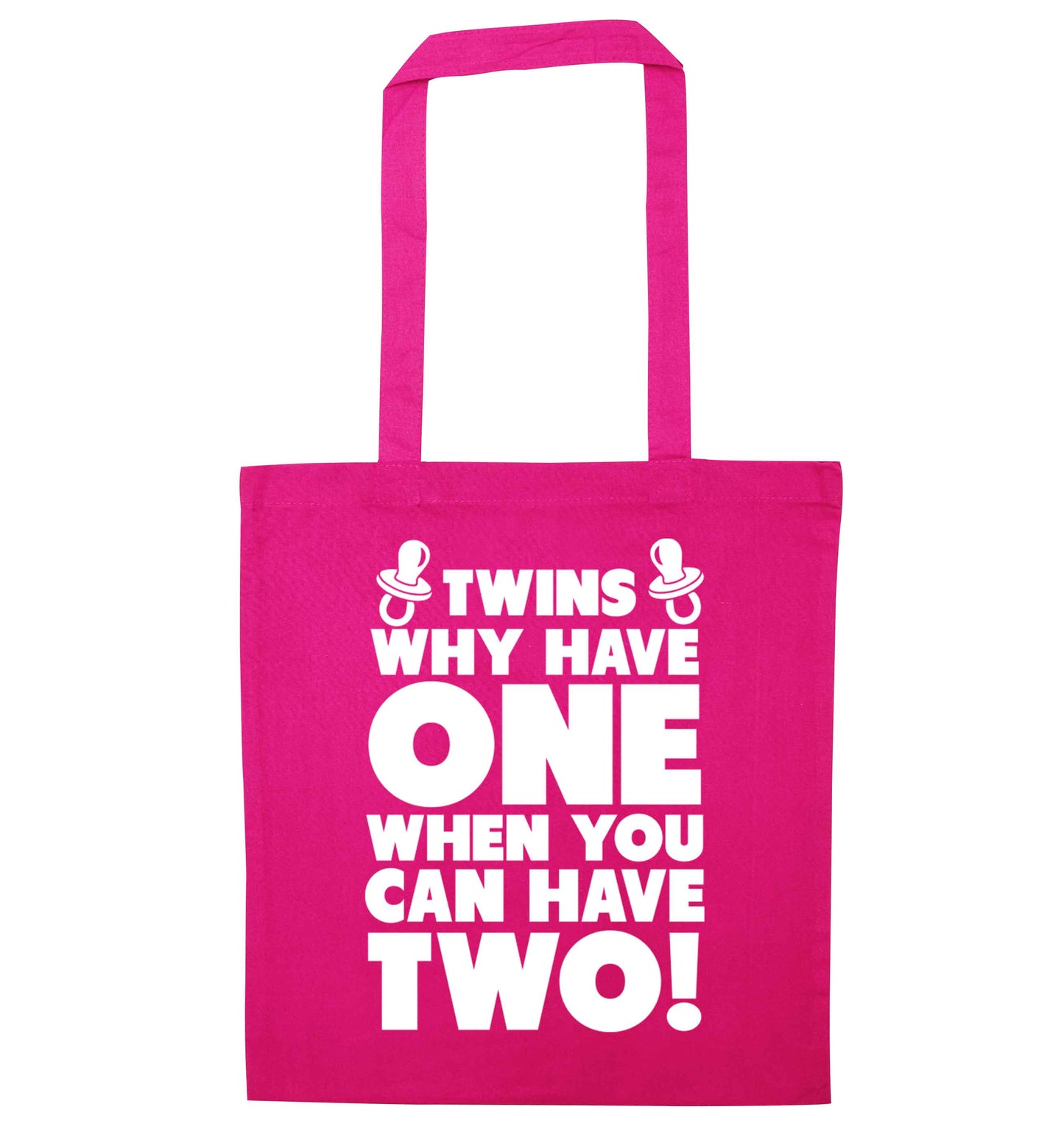 Twins why have one when you can have two pink tote bag