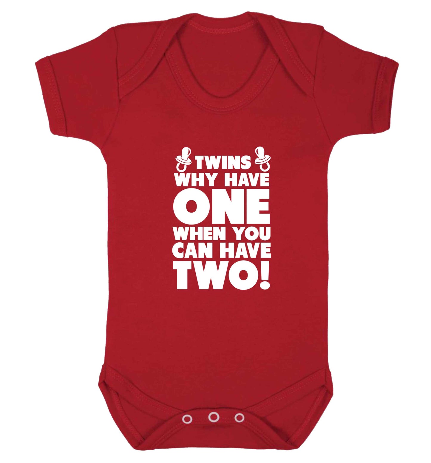 Twins why have one when you can have two baby vest red 18-24 months