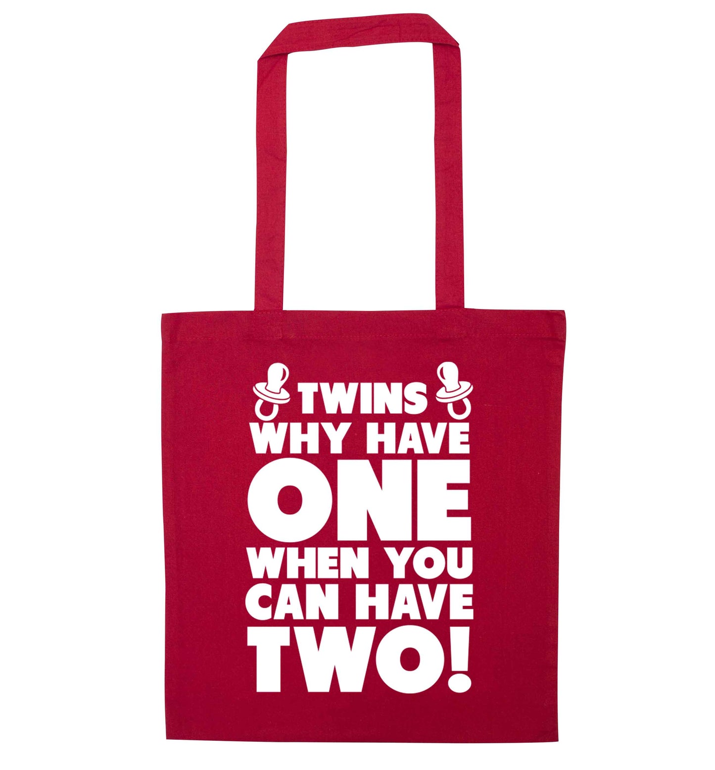 Twins why have one when you can have two red tote bag