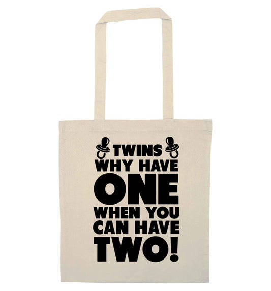 Twins why have one when you can have two natural tote bag