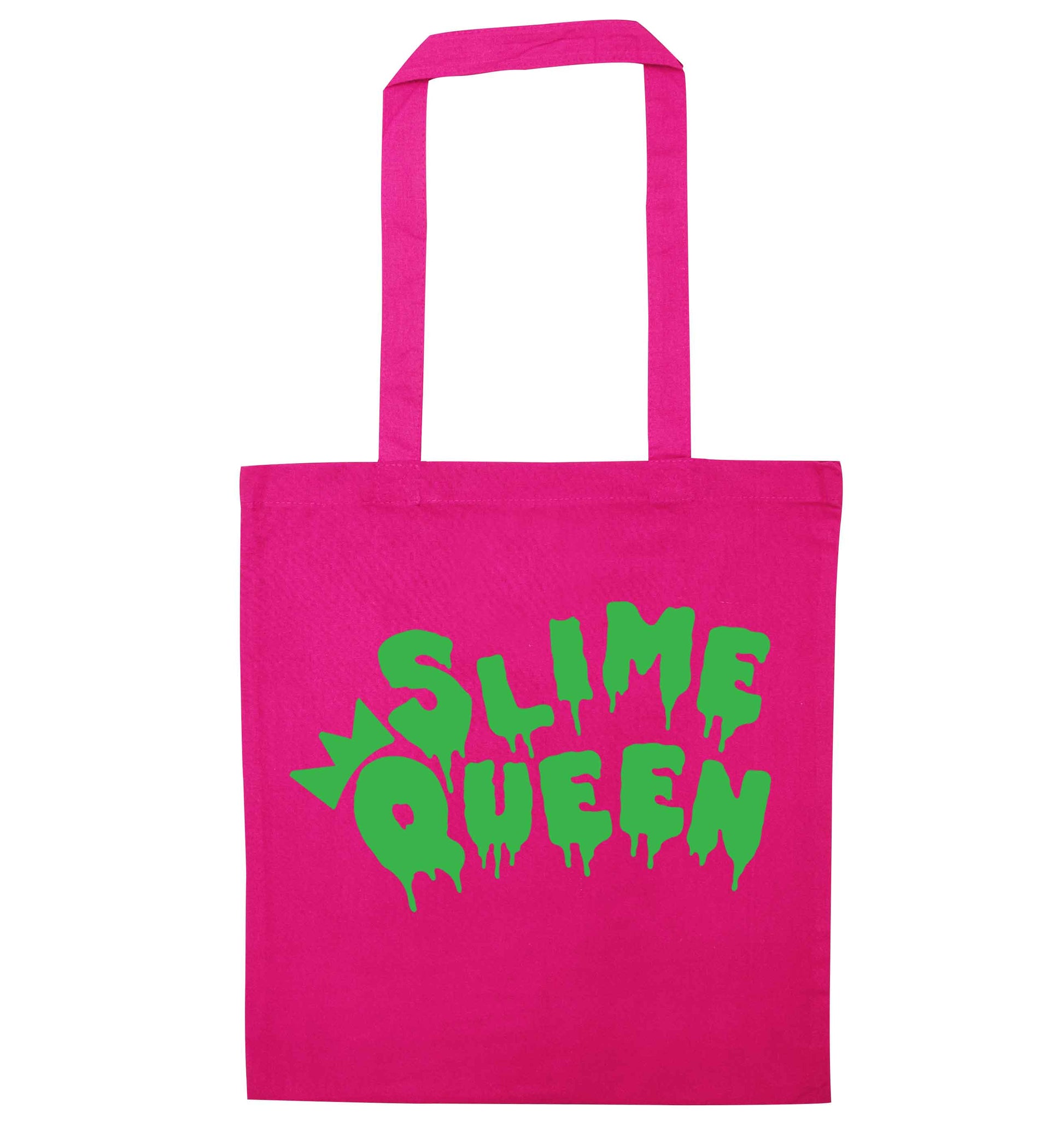 Neon green slime queen pink tote bag