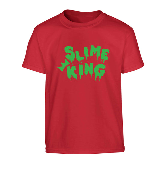 Neon green slime king Children's red Tshirt 12-13 Years