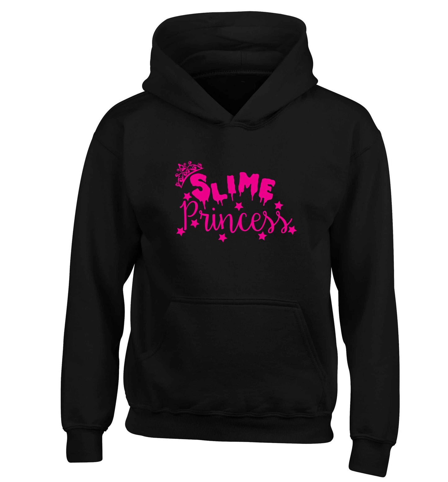 Neon pink slime princess children's black hoodie 12-13 Years
