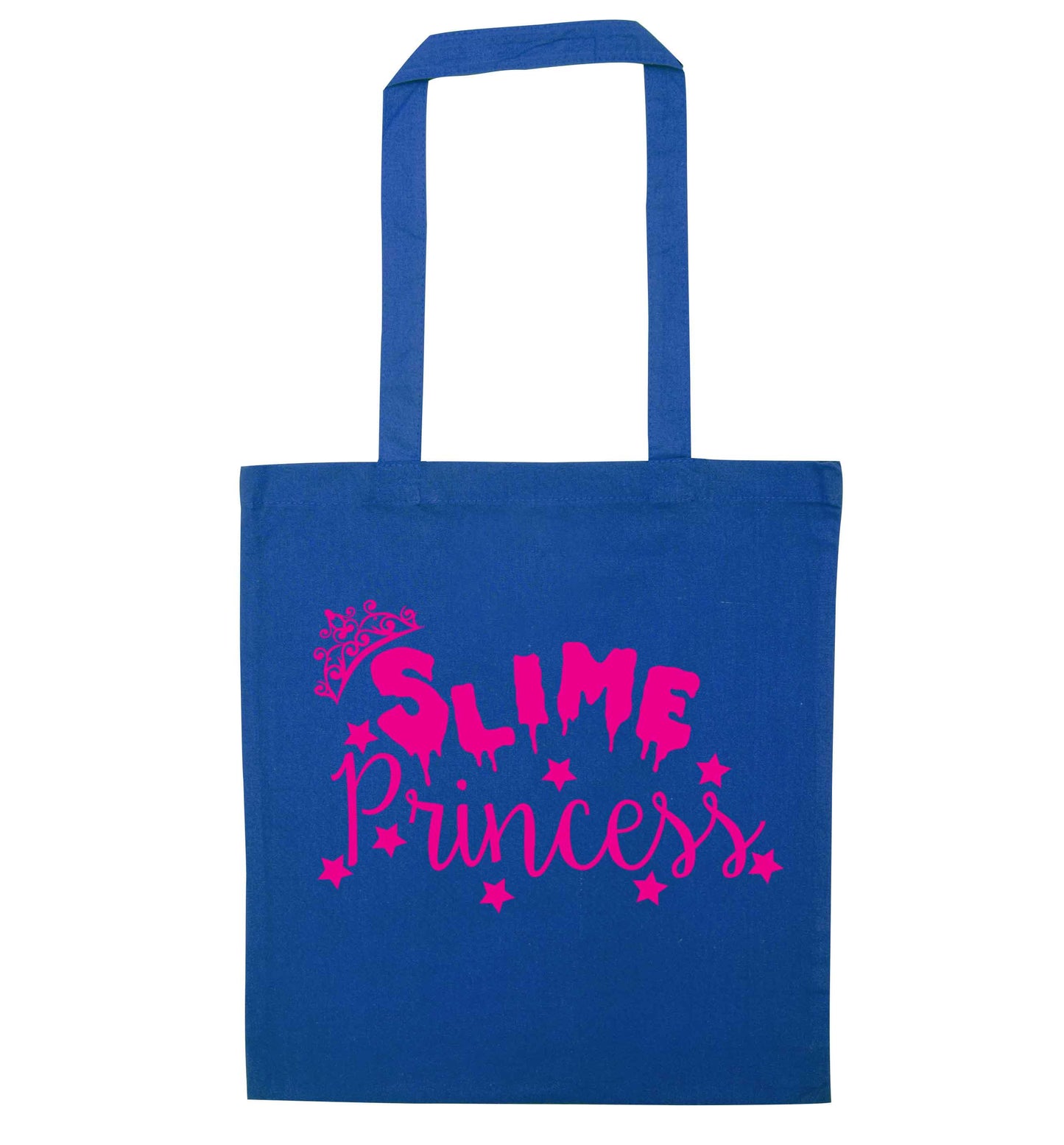 Neon pink slime princess blue tote bag