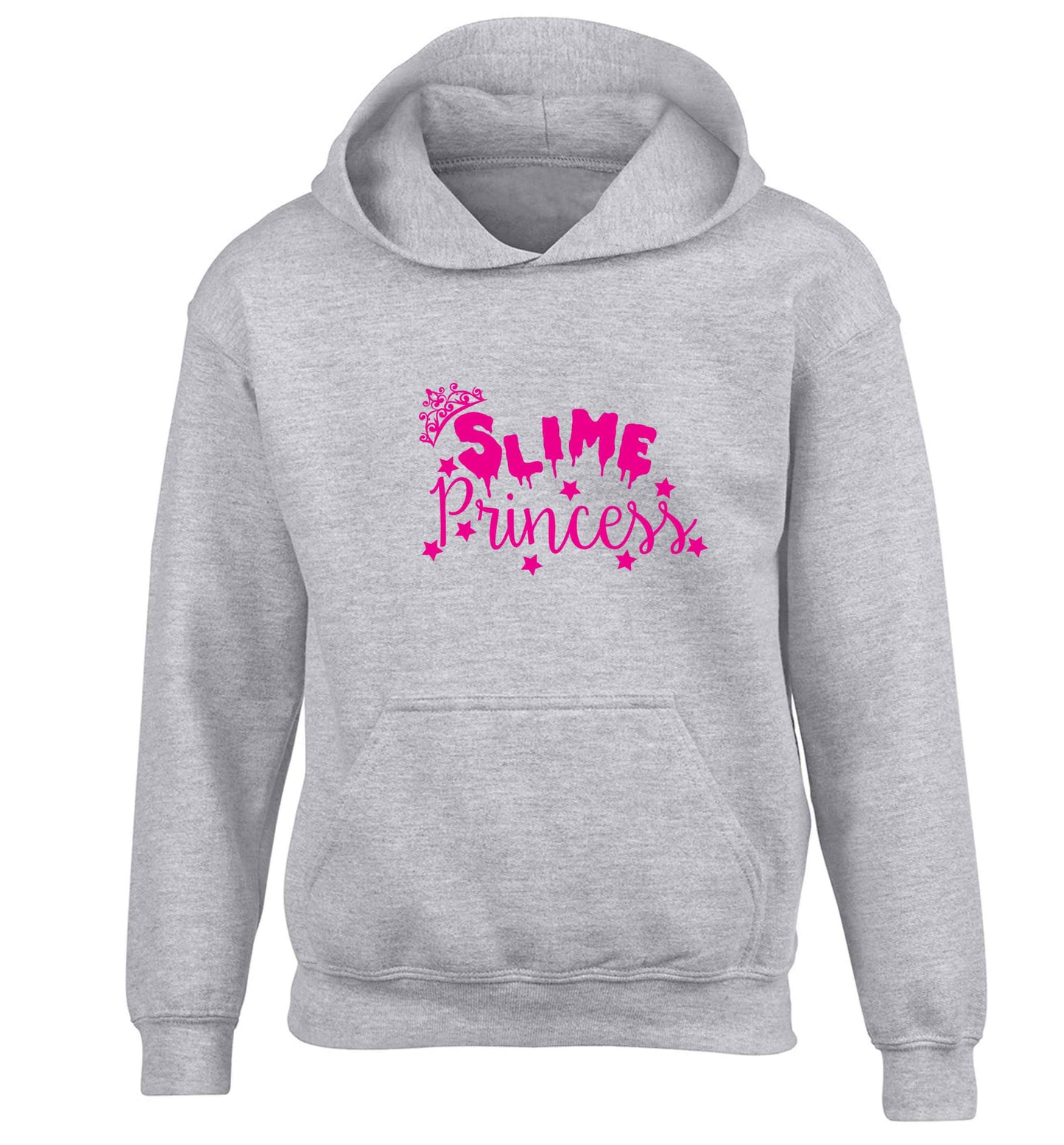 Neon pink slime princess children's grey hoodie 12-13 Years