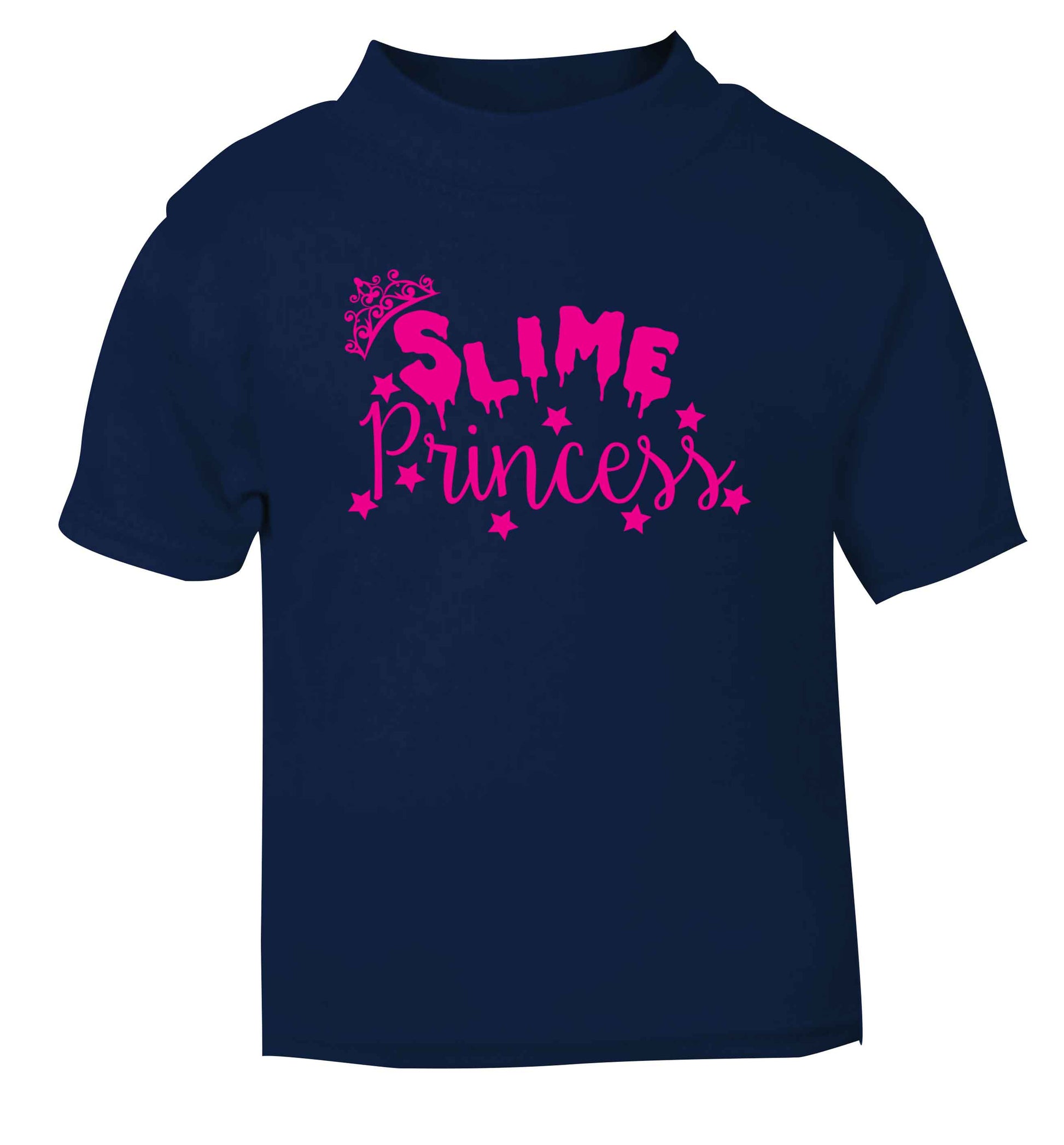 Neon pink slime princess navy baby toddler Tshirt 2 Years