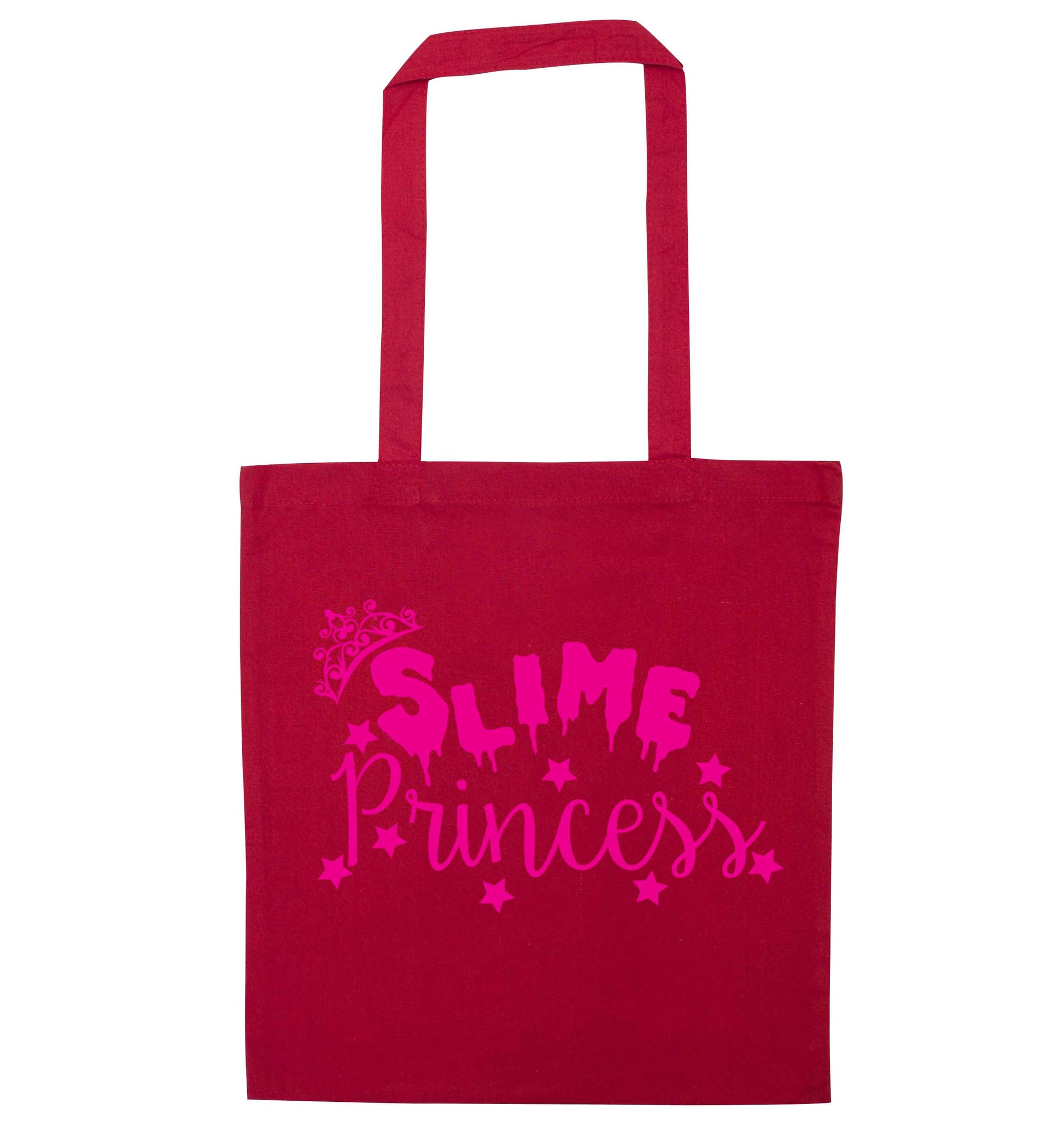 Neon pink slime princess red tote bag