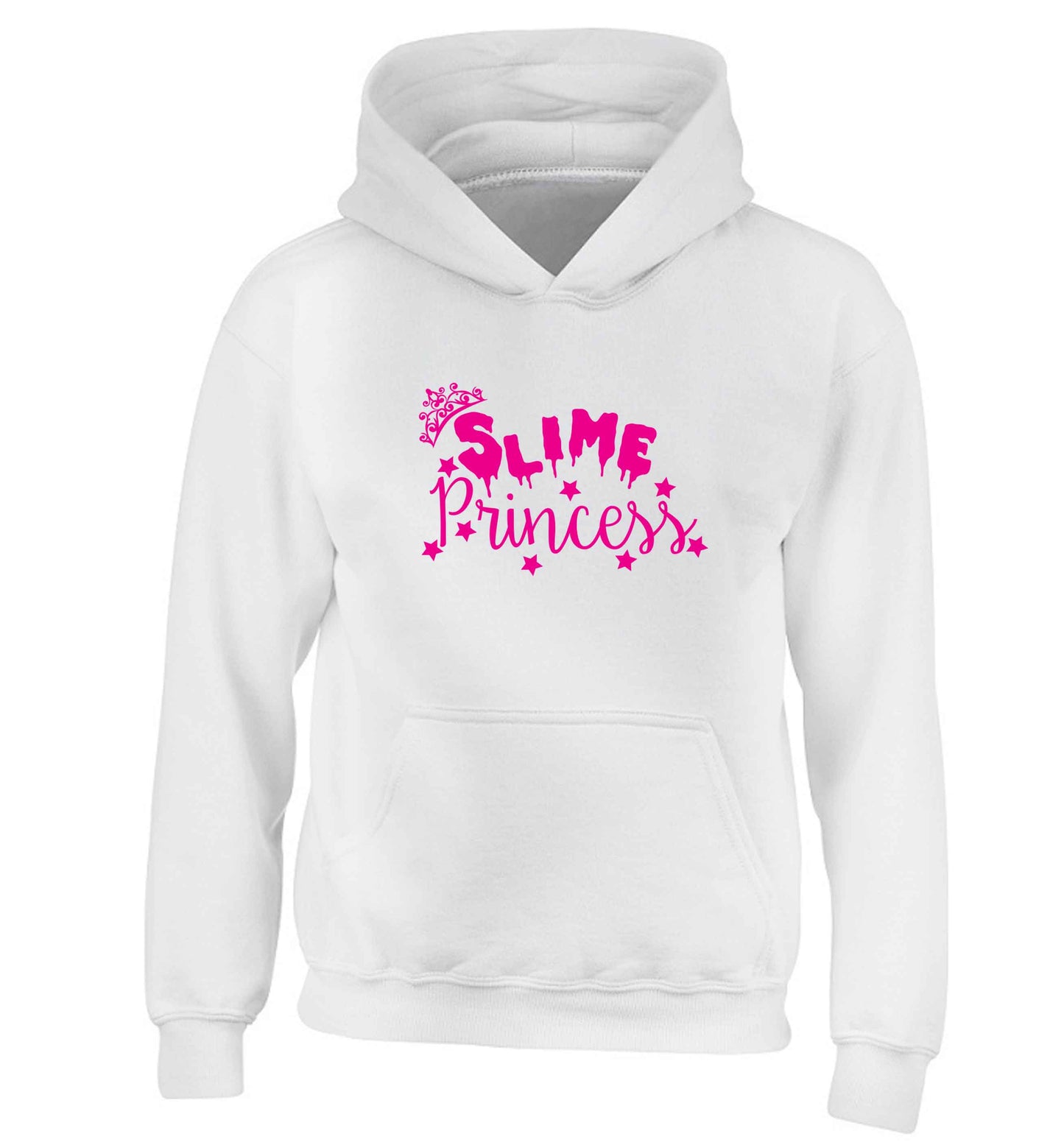 Neon pink slime princess children's white hoodie 12-13 Years