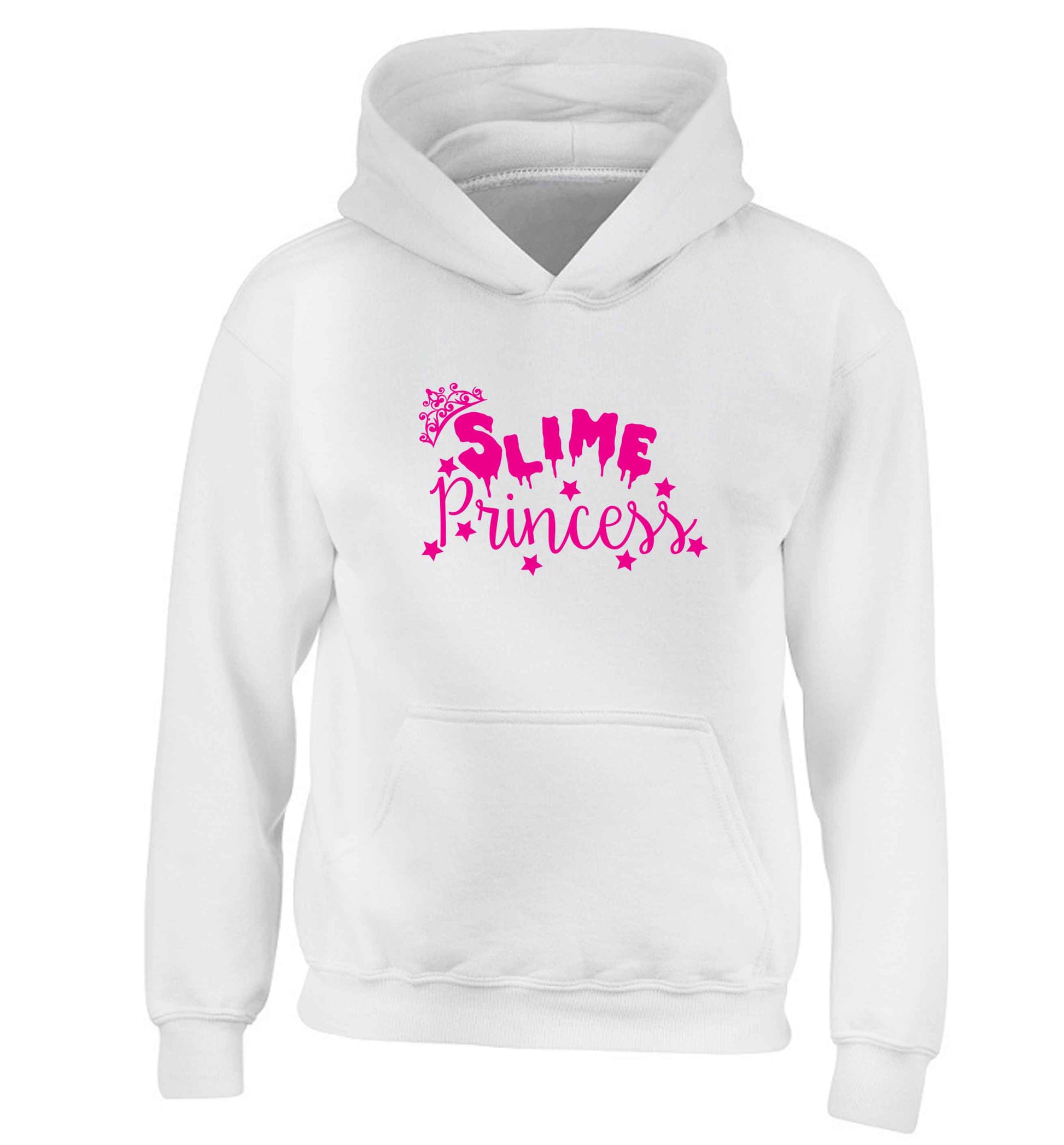 Neon pink slime princess children's white hoodie 12-13 Years