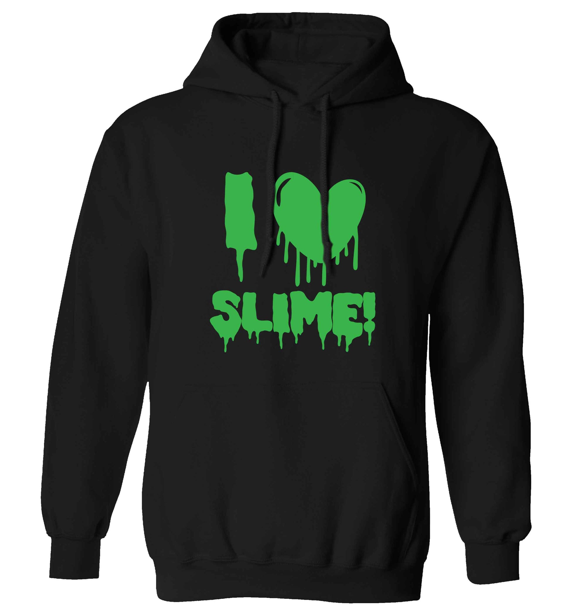 Neon green I love slime adults unisex black hoodie 2XL
