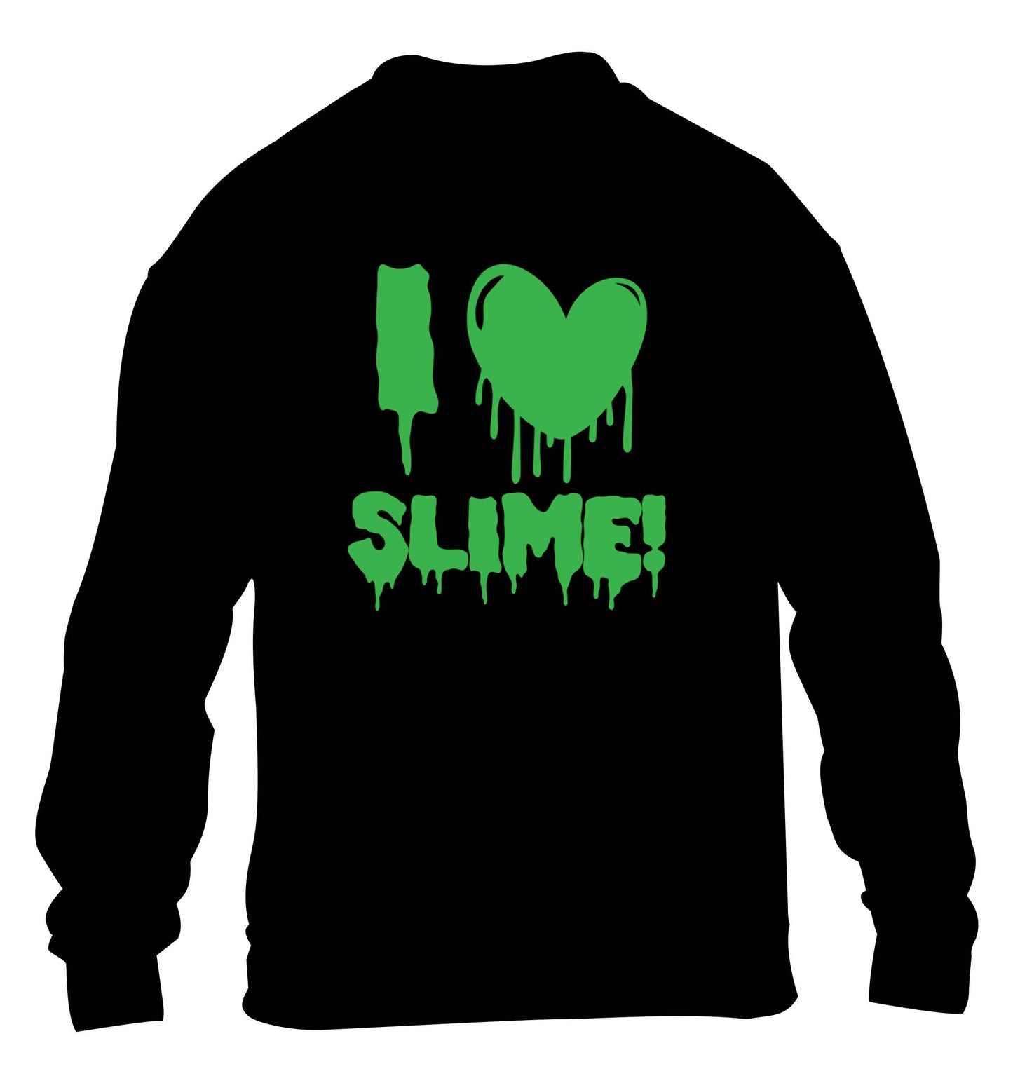 Neon green I love slime children's black sweater 12-13 Years