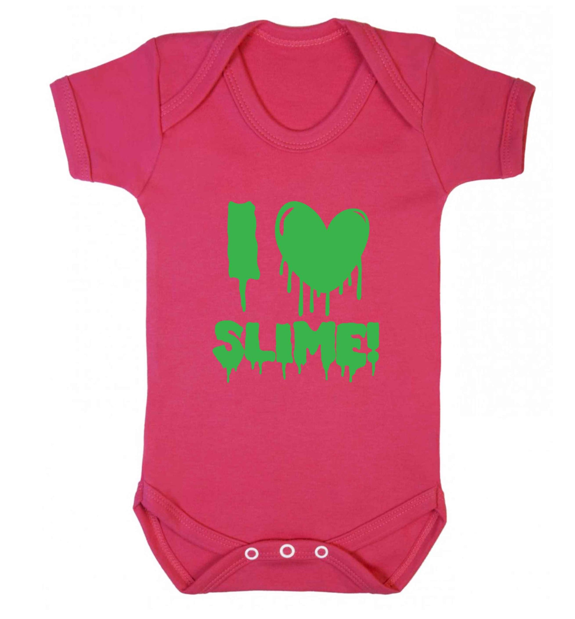 Neon green I love slime baby vest dark pink 18-24 months