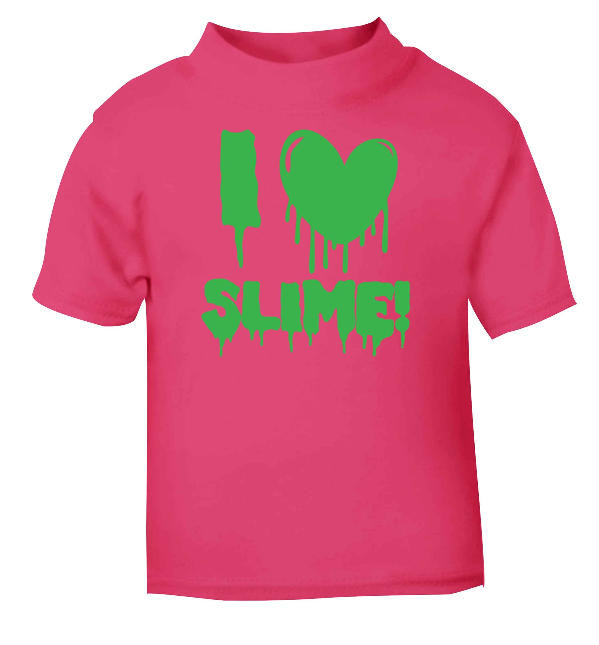 Neon green I love slime pink baby toddler Tshirt 2 Years