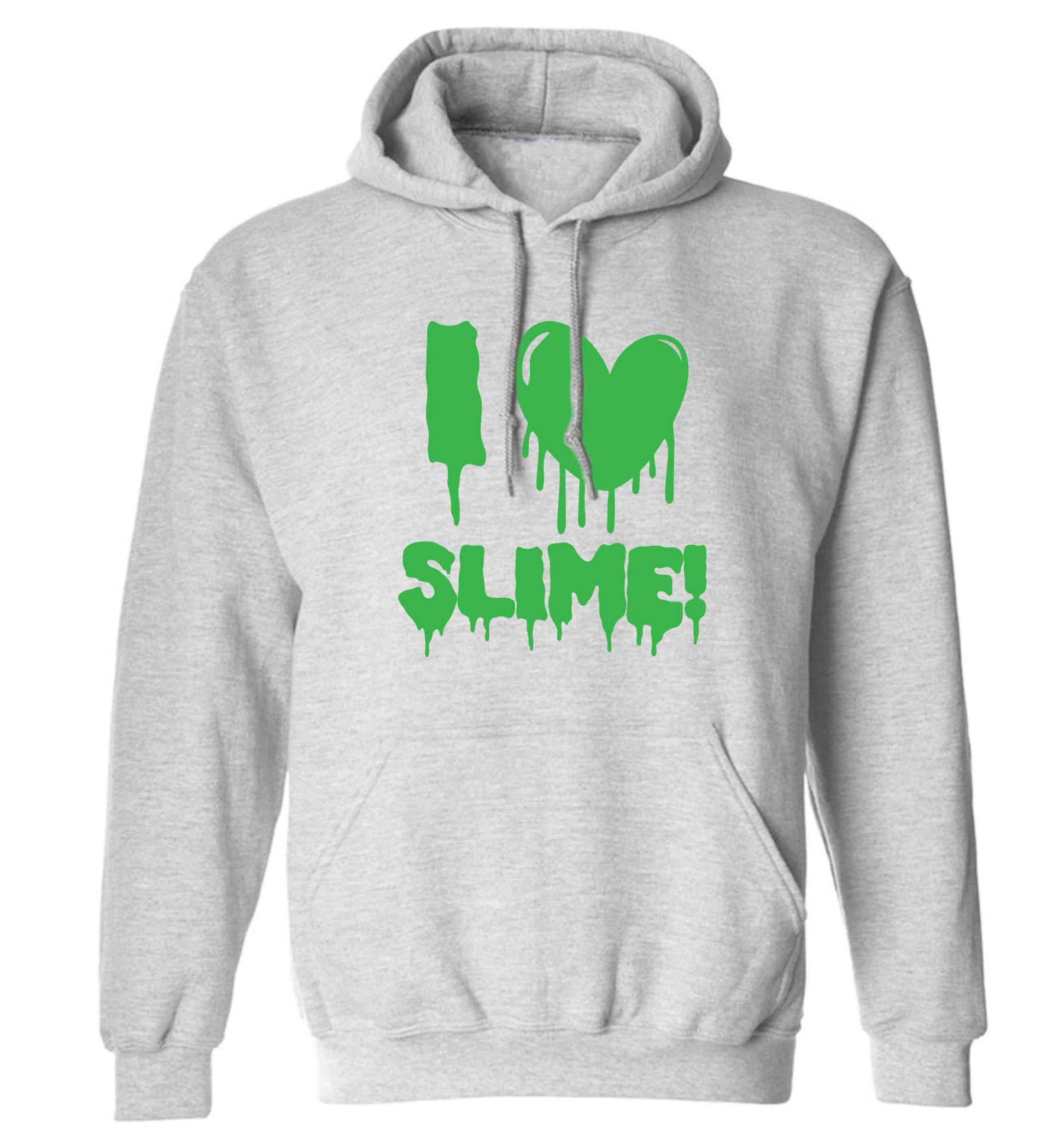 Neon green I love slime adults unisex grey hoodie 2XL