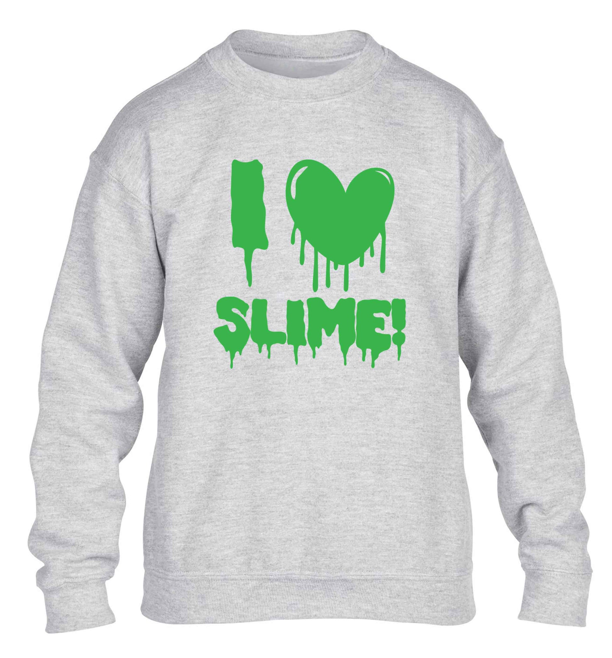 Neon green I love slime children's grey sweater 12-13 Years