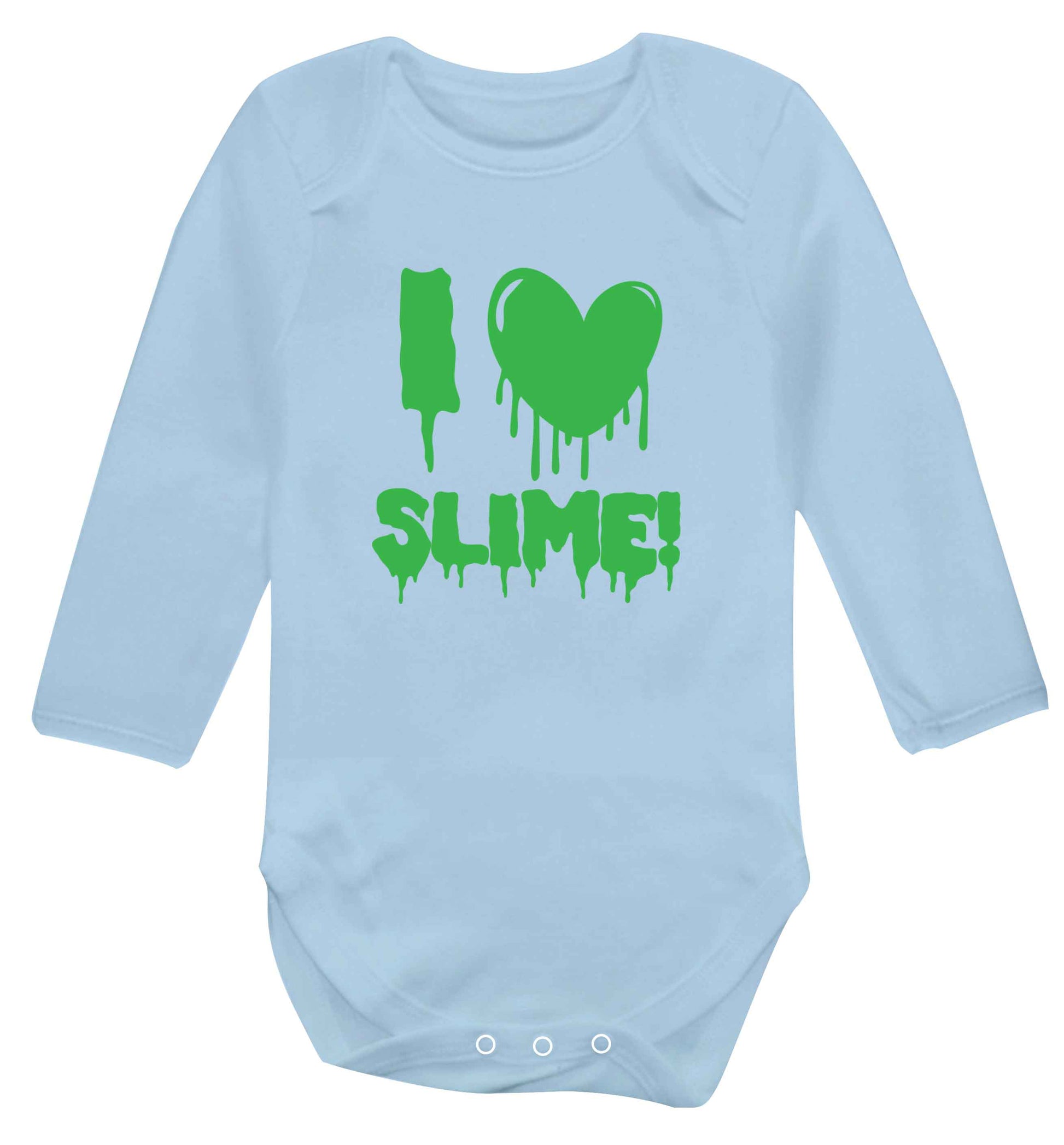 Neon green I love slime baby vest long sleeved pale blue 6-12 months
