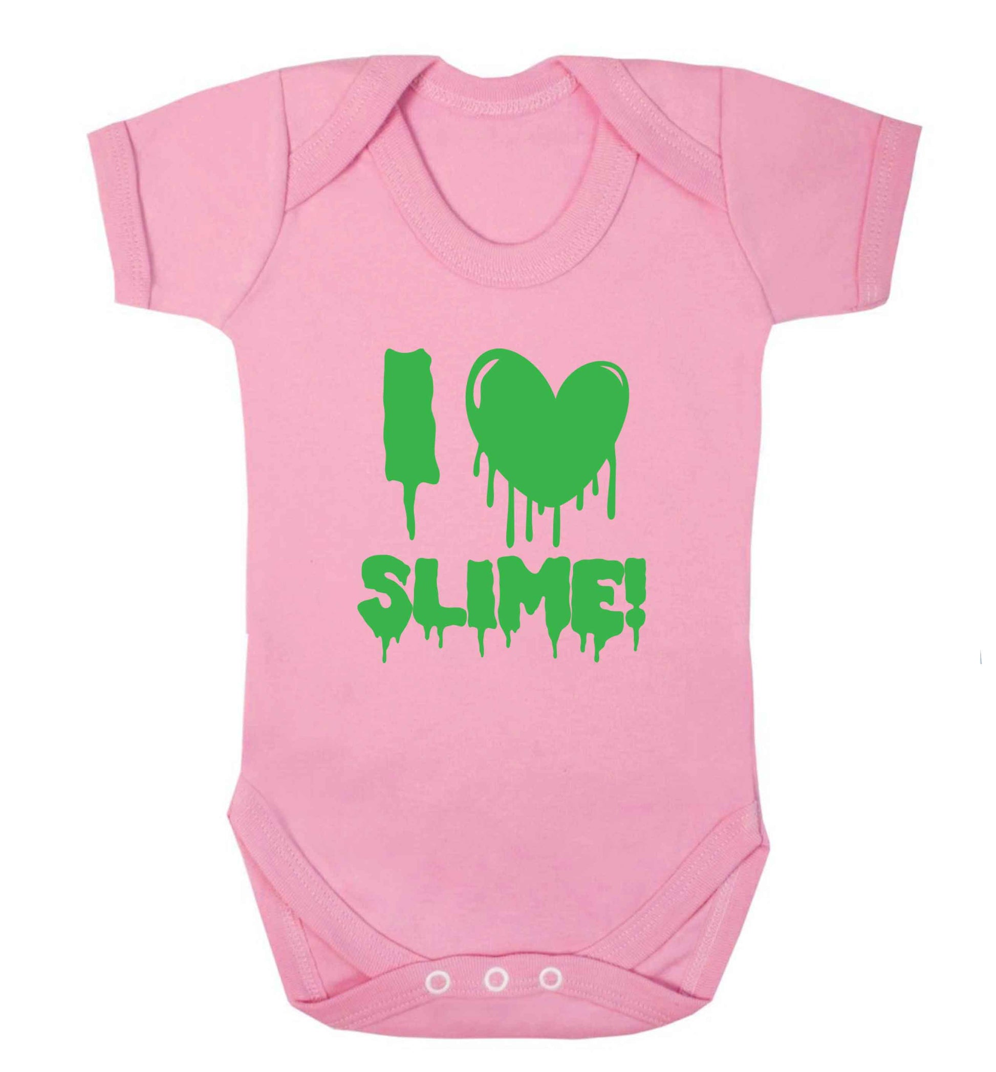 Neon green I love slime baby vest pale pink 18-24 months