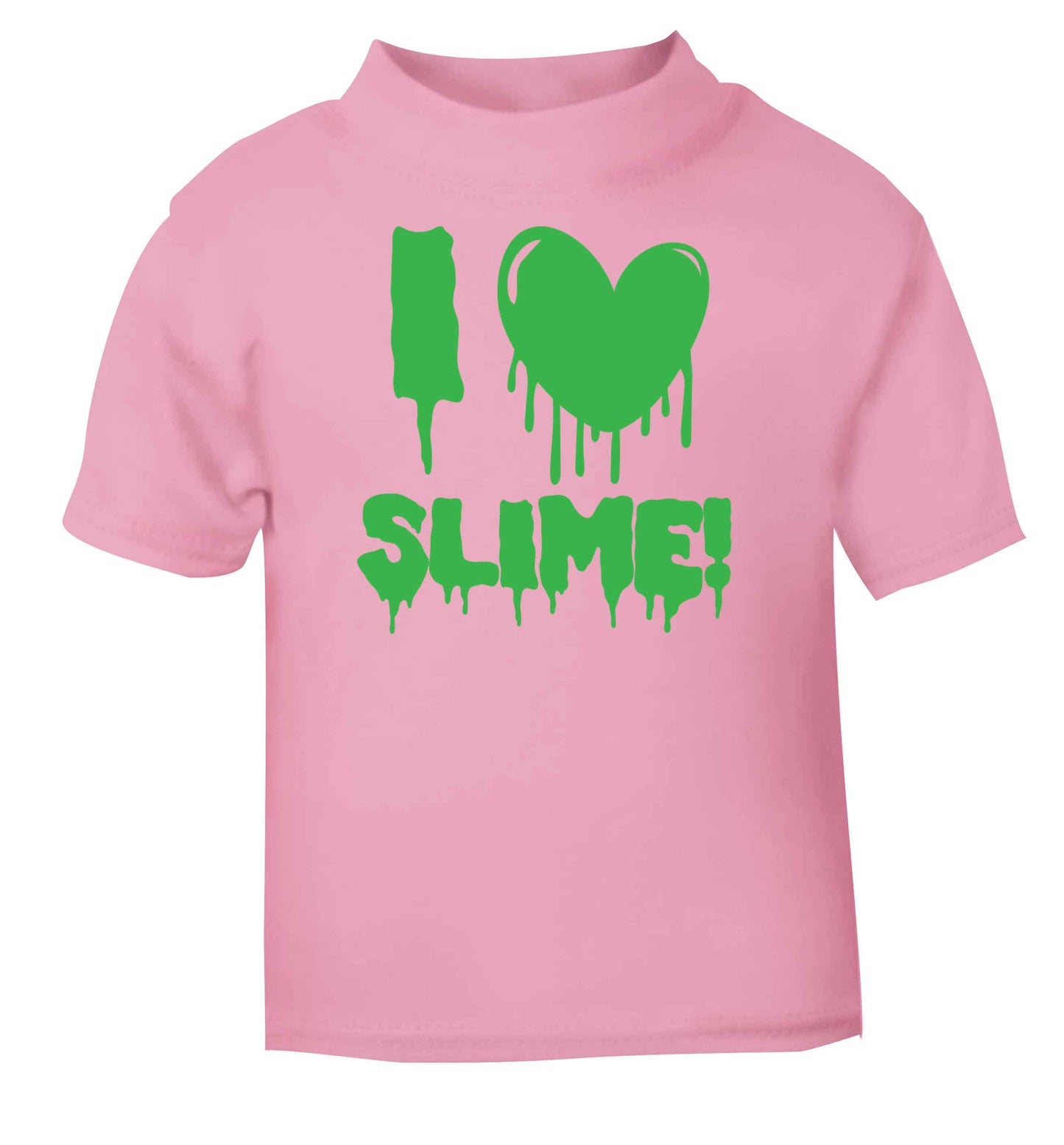 Neon green I love slime light pink baby toddler Tshirt 2 Years