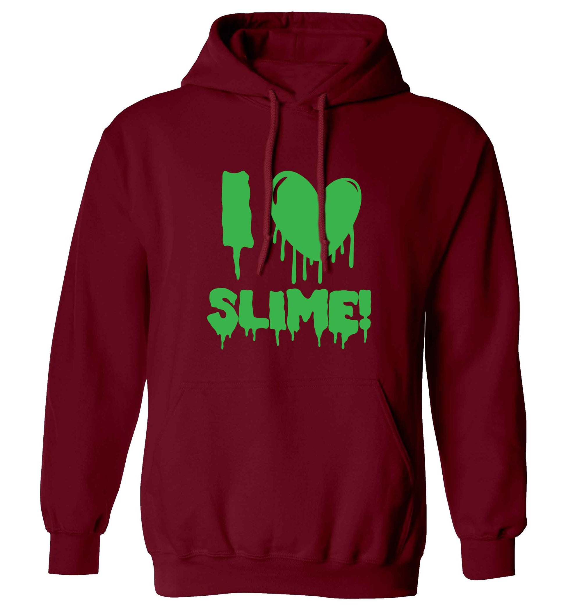 Neon green I love slime adults unisex maroon hoodie 2XL