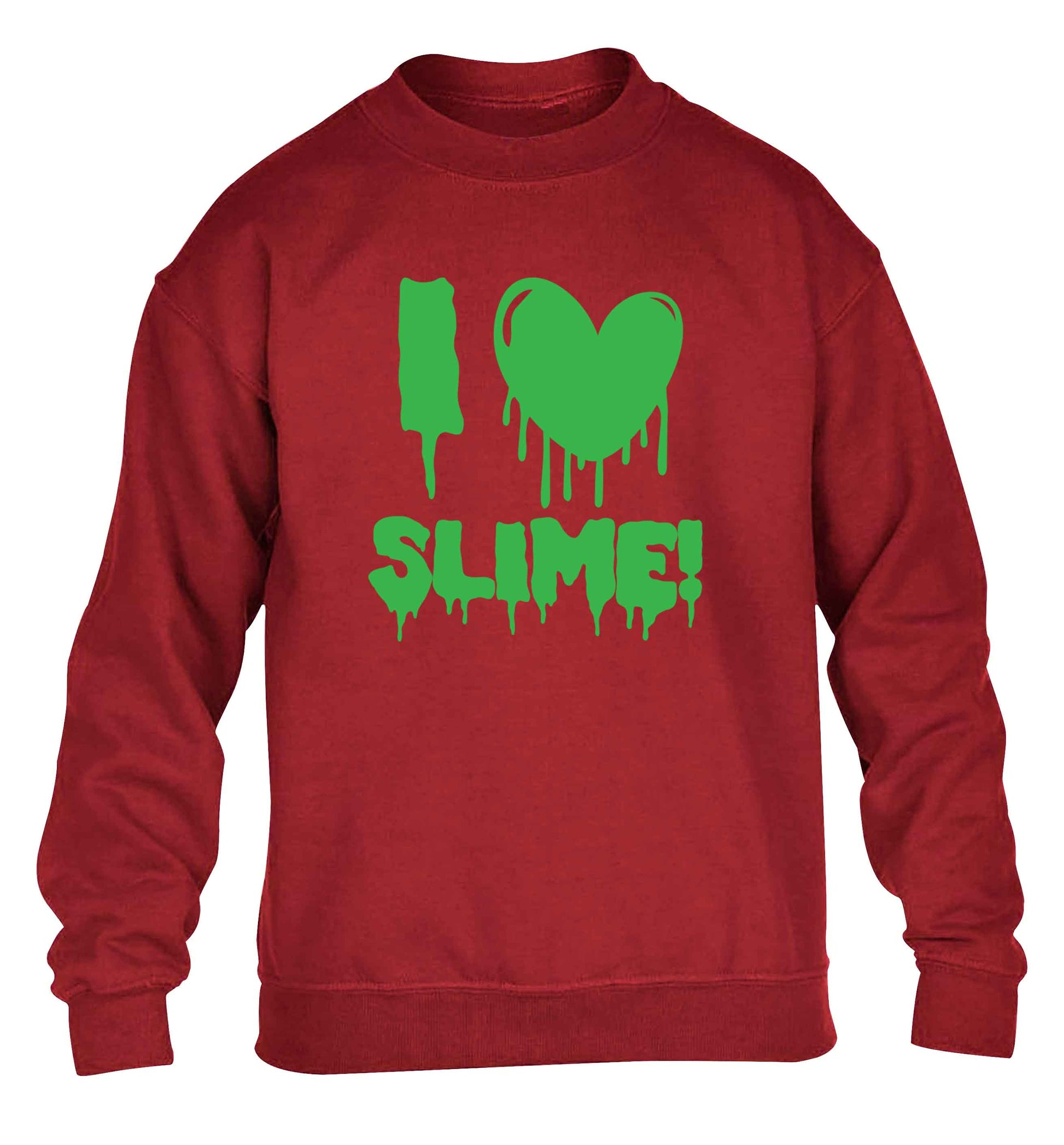 Neon green I love slime children's grey sweater 12-13 Years