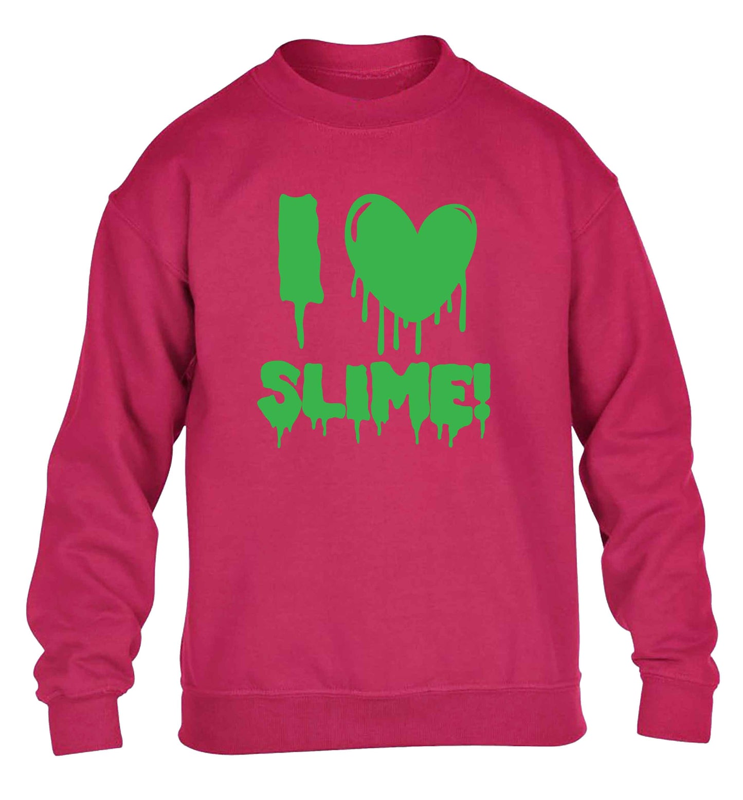 Neon green I love slime children's pink sweater 12-13 Years