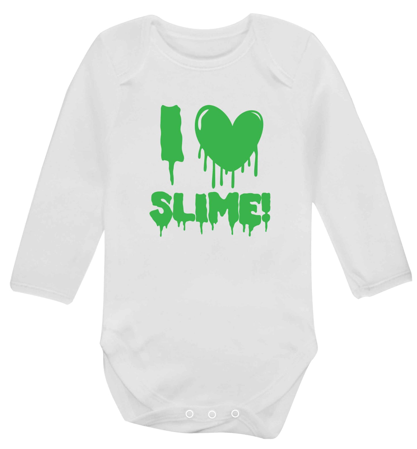 Neon green I love slime baby vest long sleeved white 6-12 months