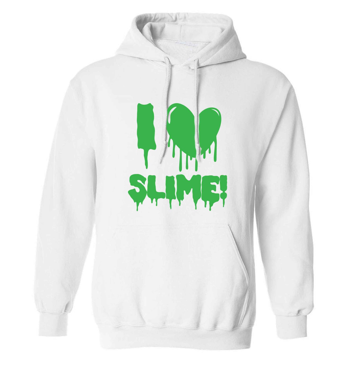Neon green I love slime adults unisex white hoodie 2XL