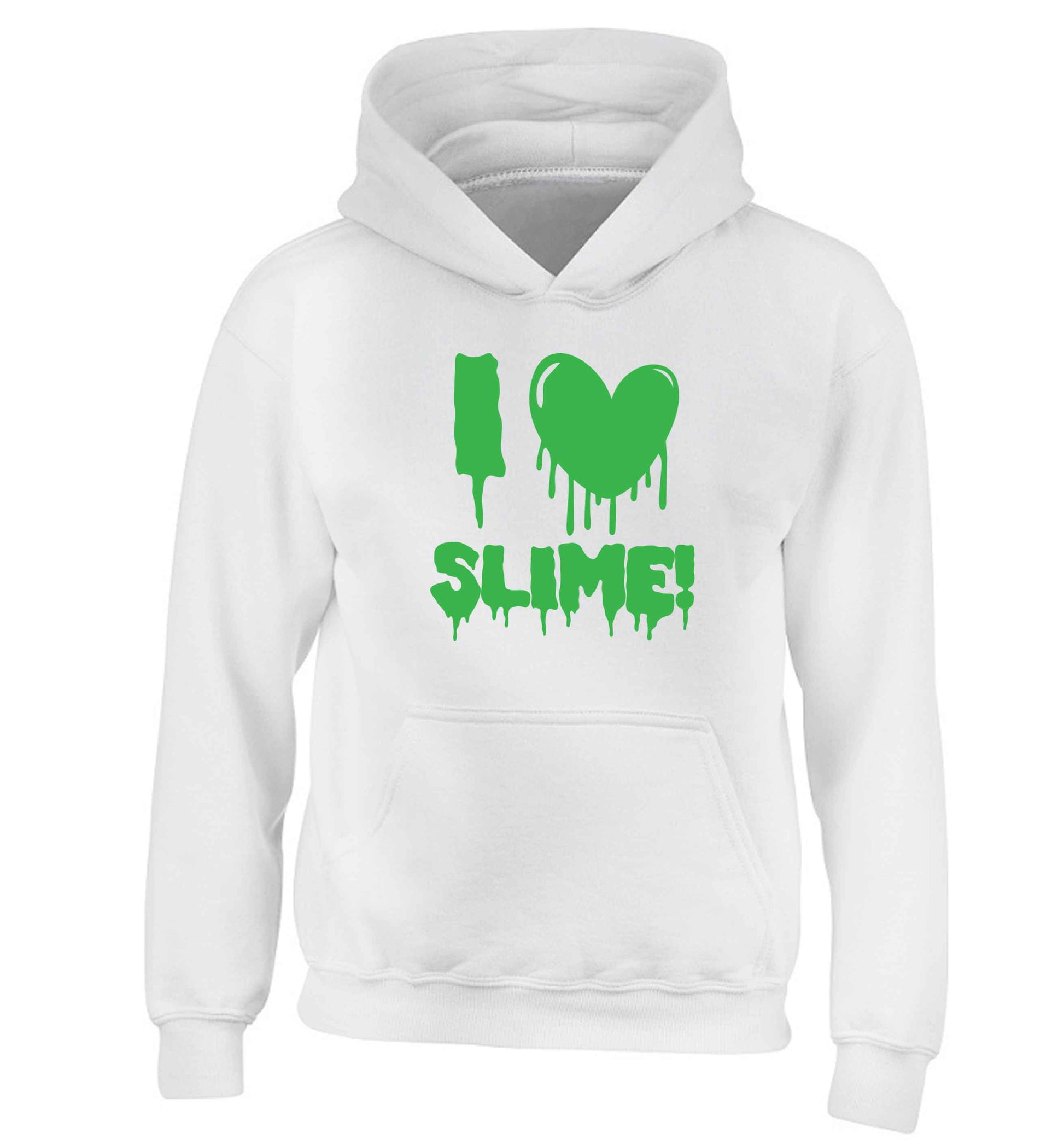 Neon green I love slime children's white hoodie 12-13 Years
