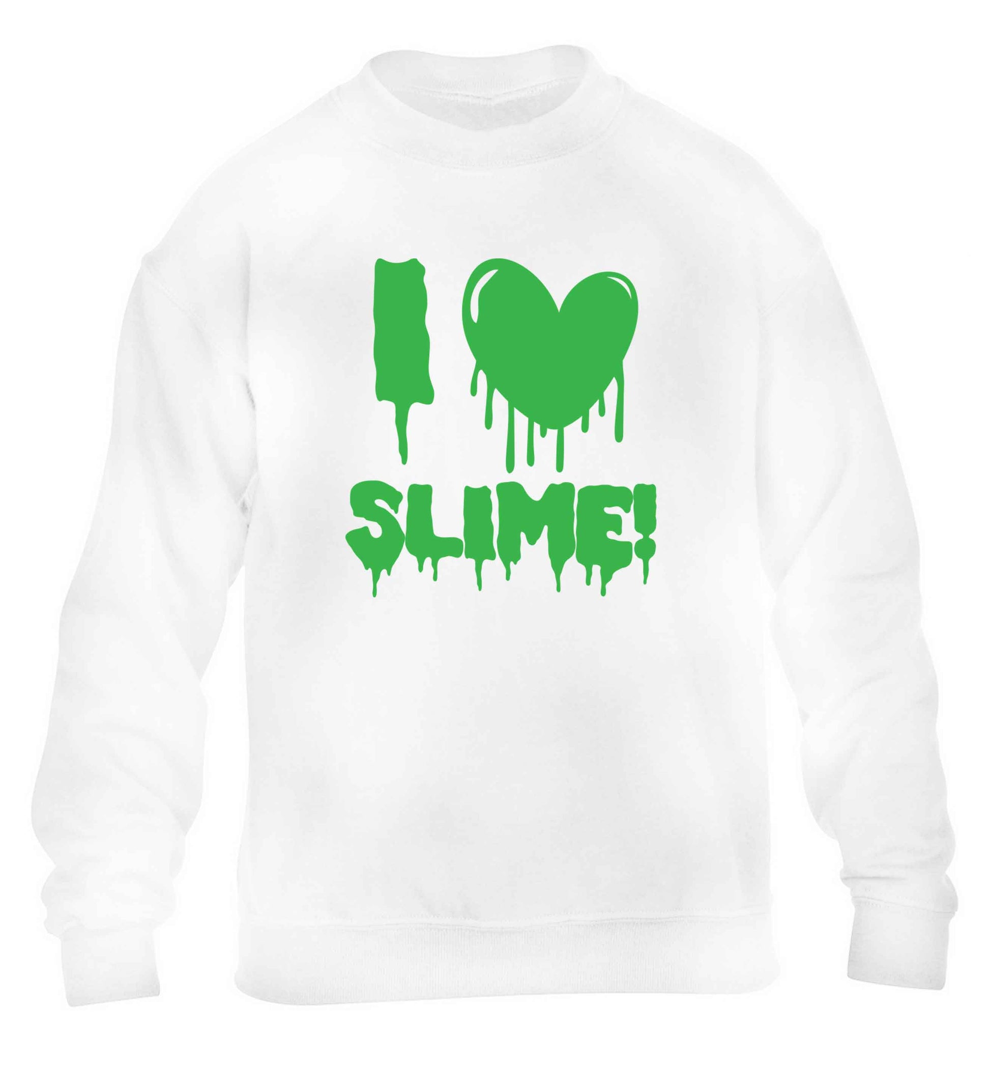Neon green I love slime children's white sweater 12-13 Years