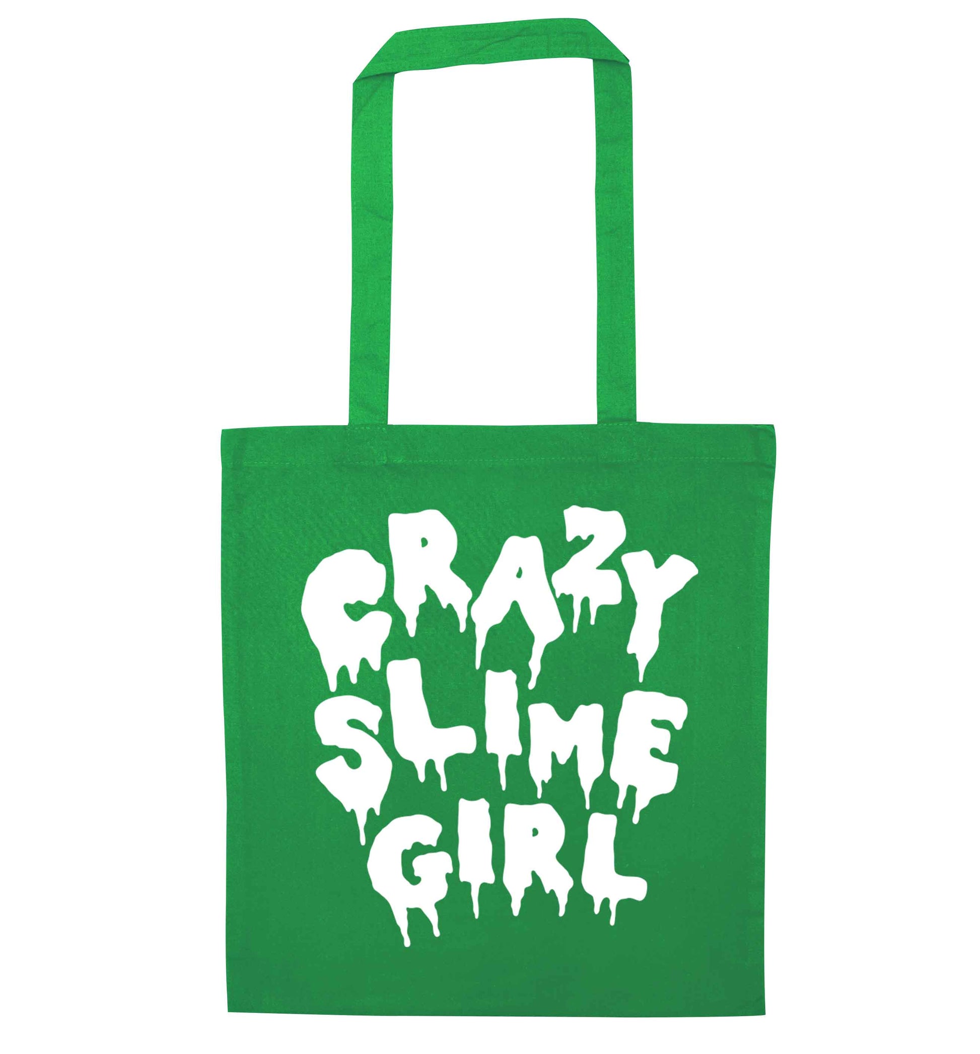 Crazy slime girl green tote bag