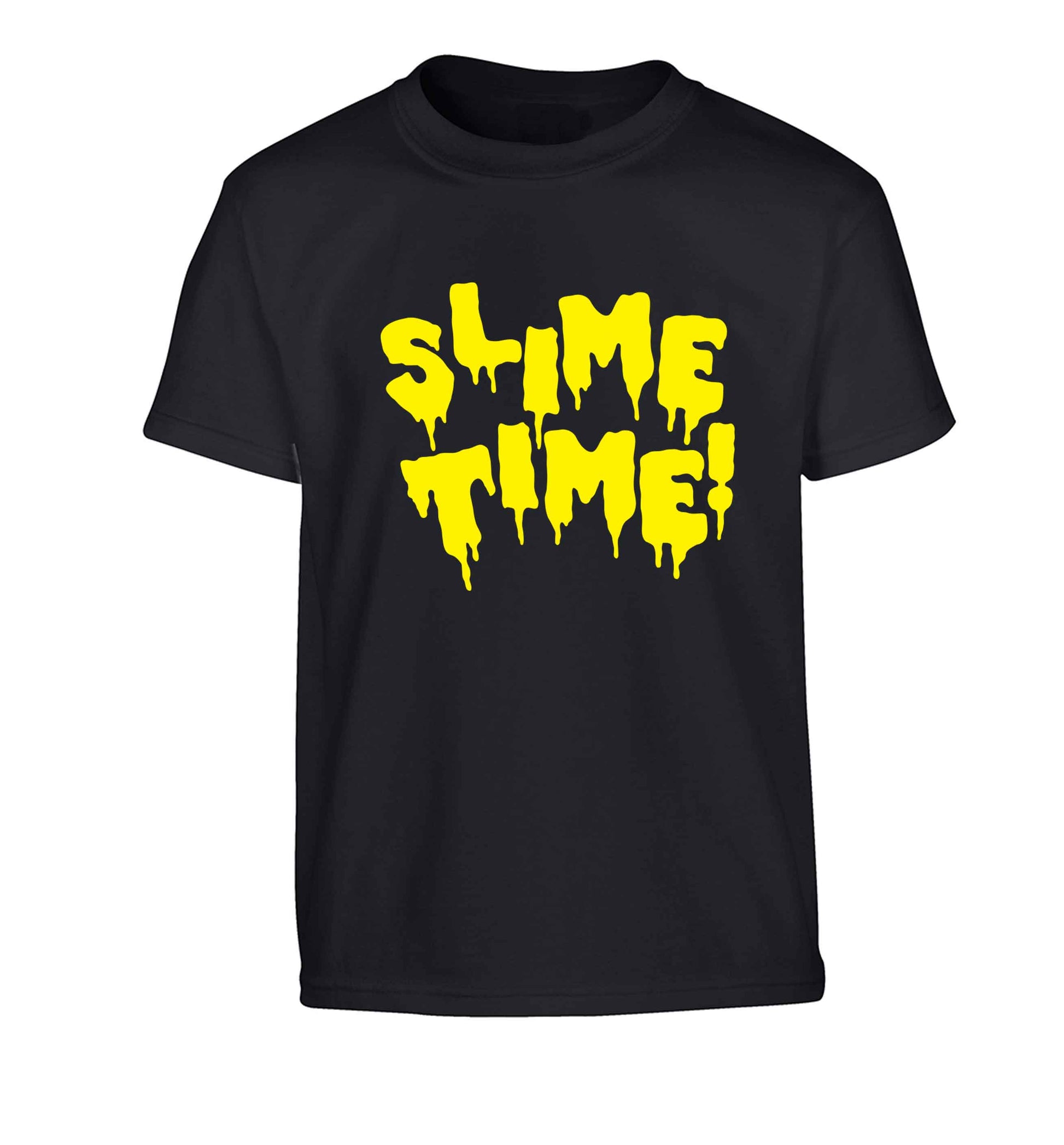 Neon yellow slime time Children's black Tshirt 12-13 Years