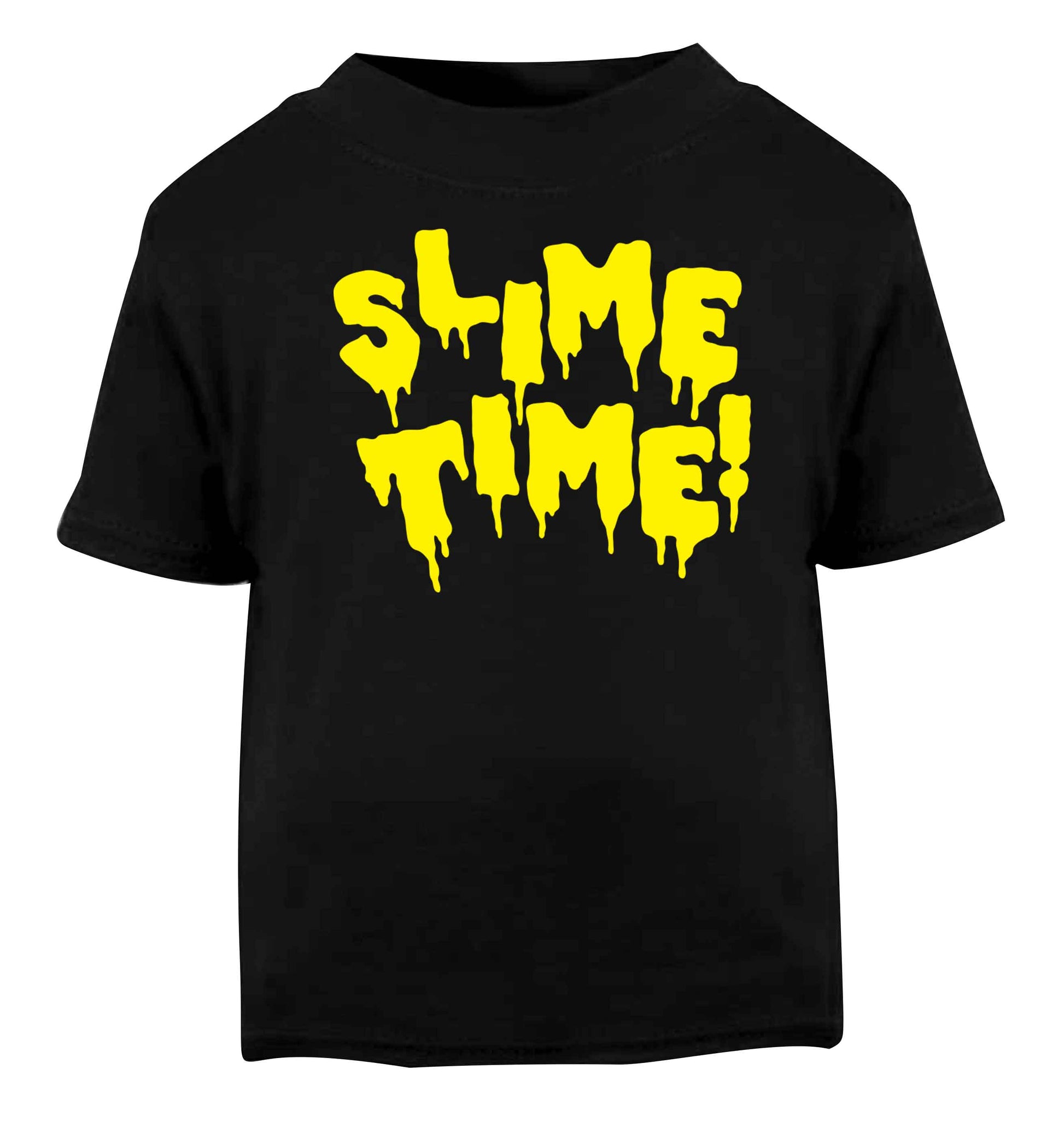 Neon yellow slime time Black baby toddler Tshirt 2 years