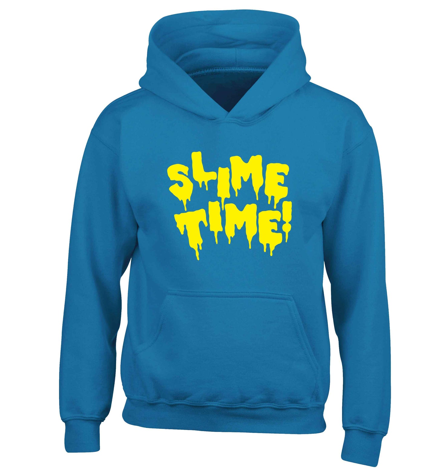 Neon yellow slime time children's blue hoodie 12-13 Years