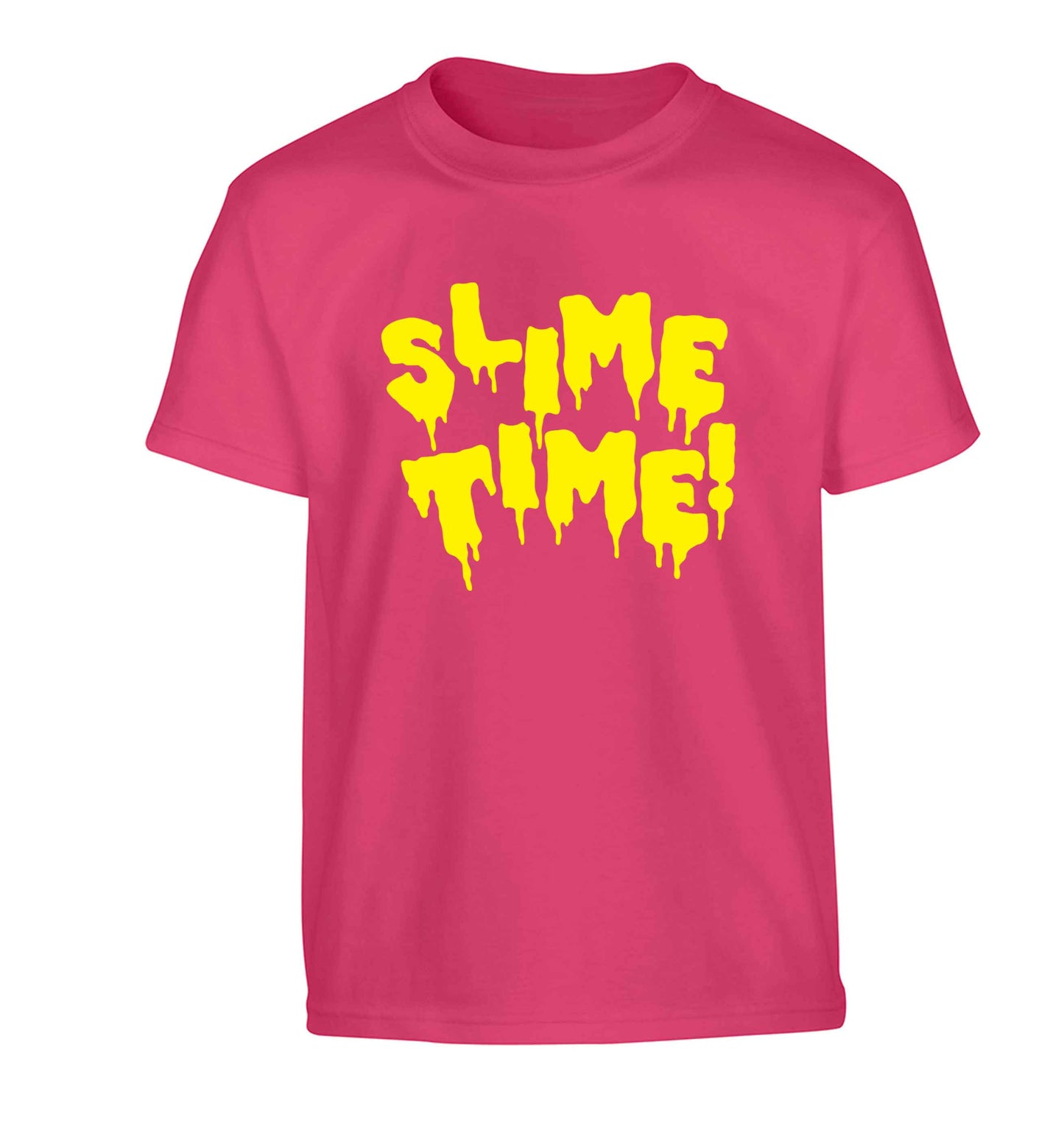 Neon yellow slime time Children's pink Tshirt 12-13 Years