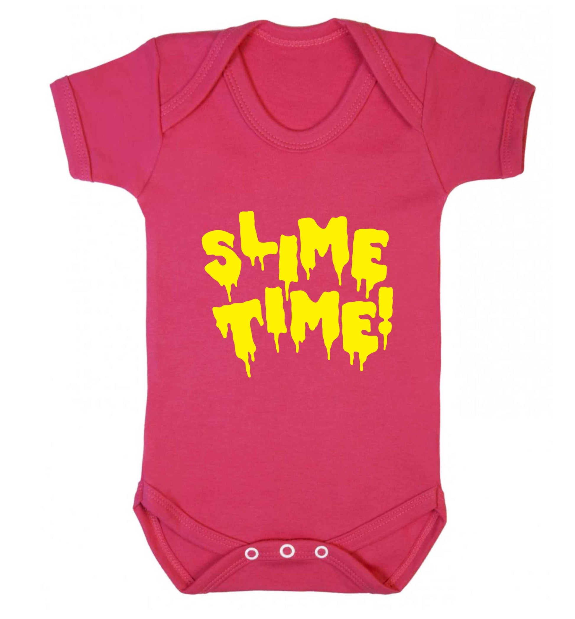 Neon yellow slime time baby vest dark pink 18-24 months