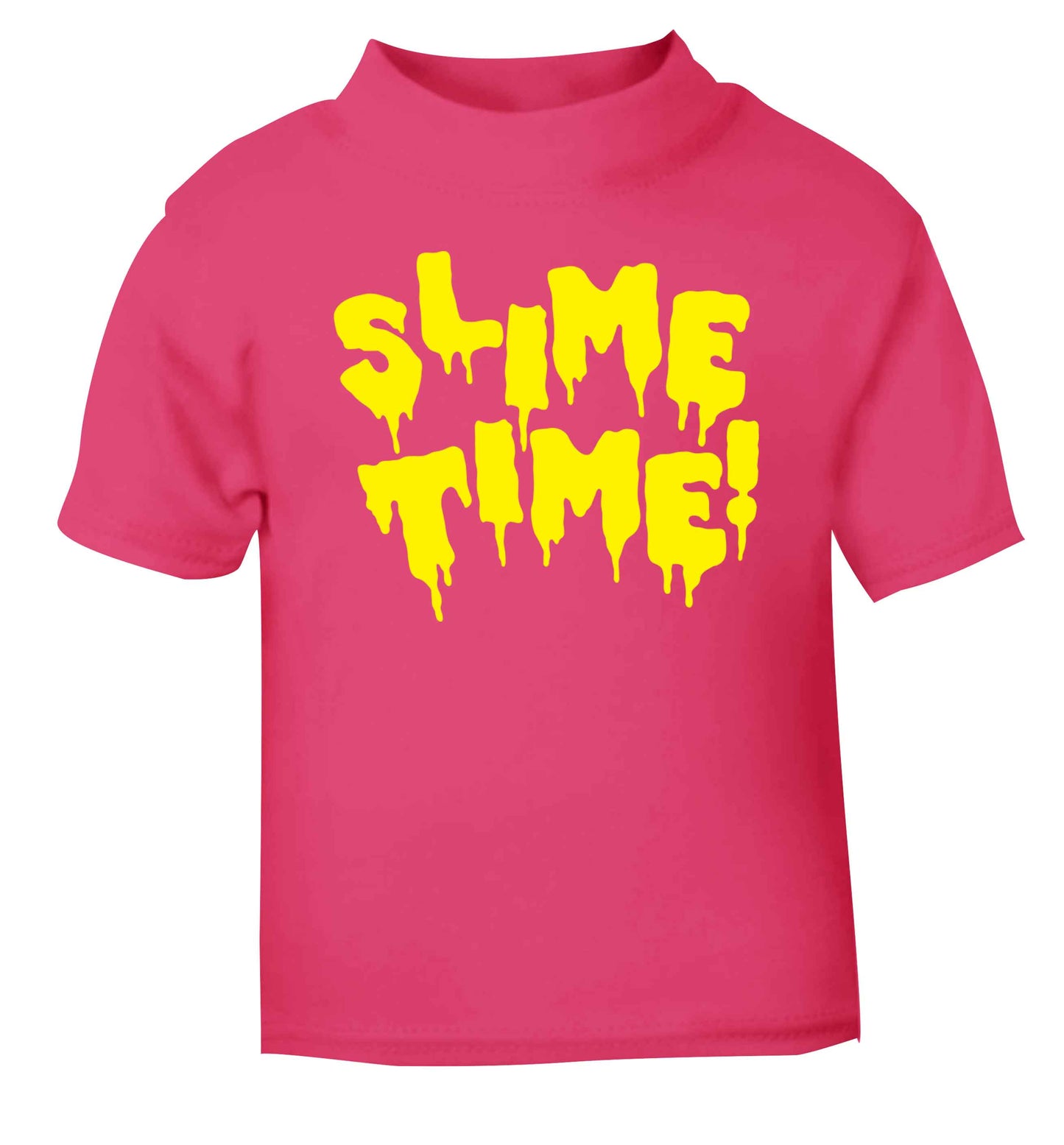 Neon yellow slime time pink baby toddler Tshirt 2 Years