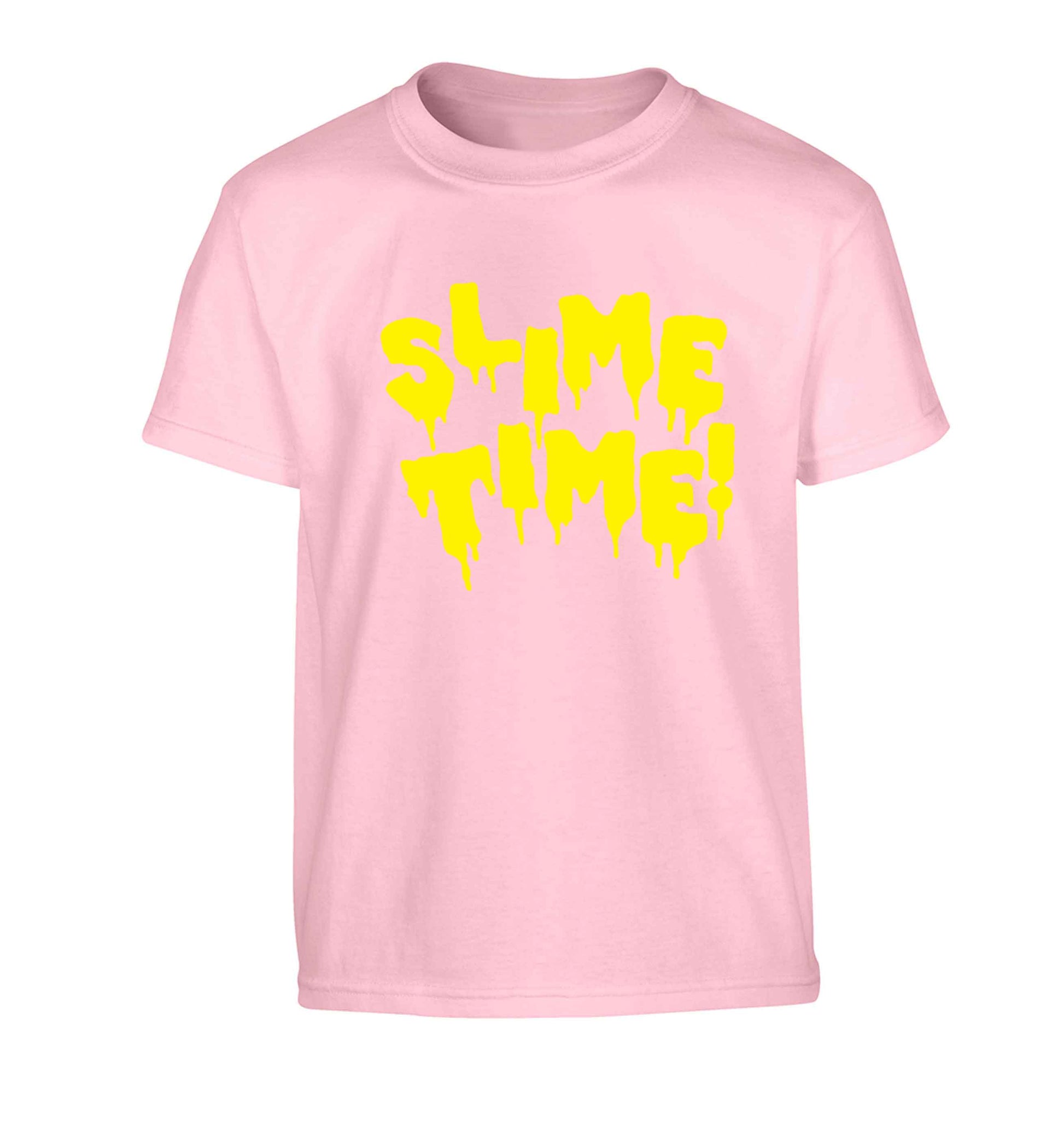 Neon yellow slime time Children's light pink Tshirt 12-13 Years