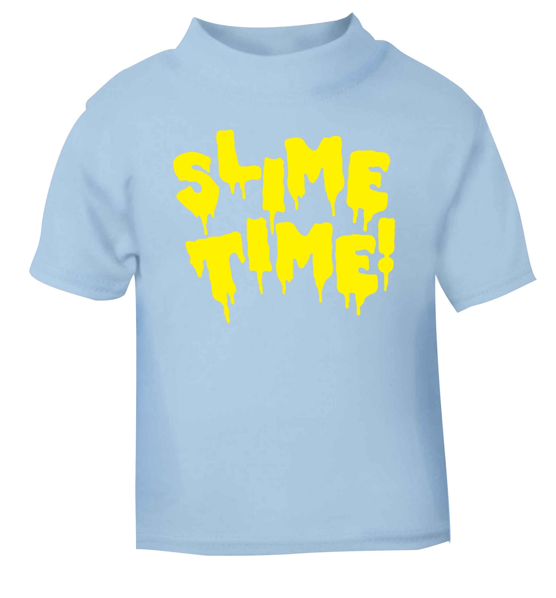 Neon yellow slime time light blue baby toddler Tshirt 2 Years