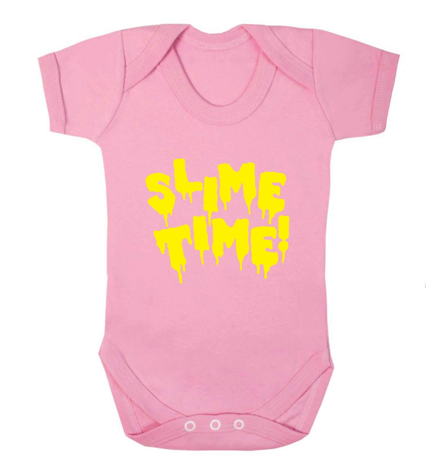 Neon yellow slime time baby vest pale pink 18-24 months