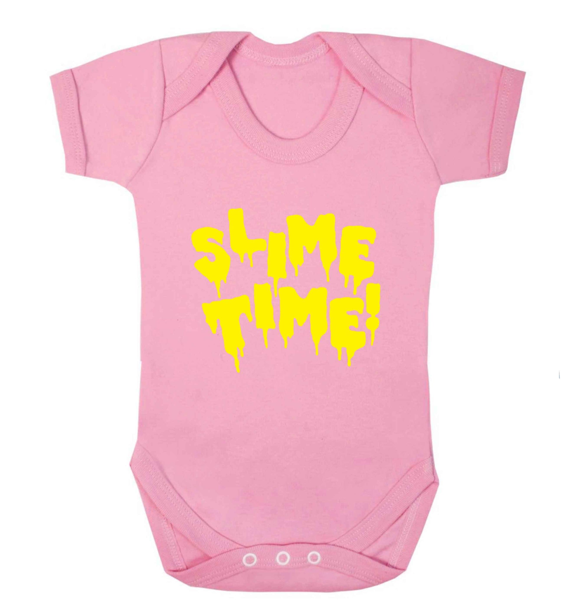 Neon yellow slime time baby vest pale pink 18-24 months