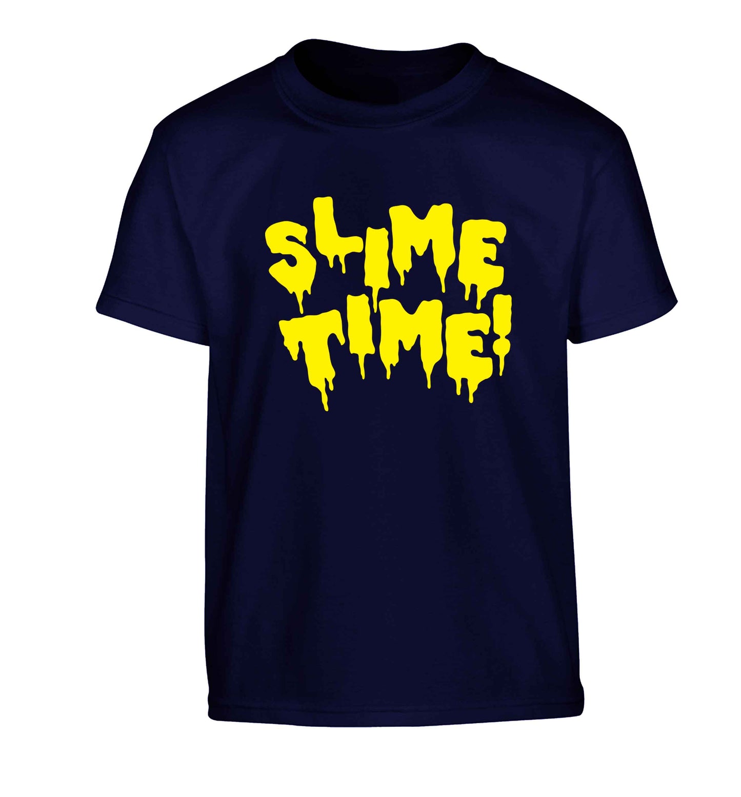 Neon yellow slime time Children's navy Tshirt 12-13 Years