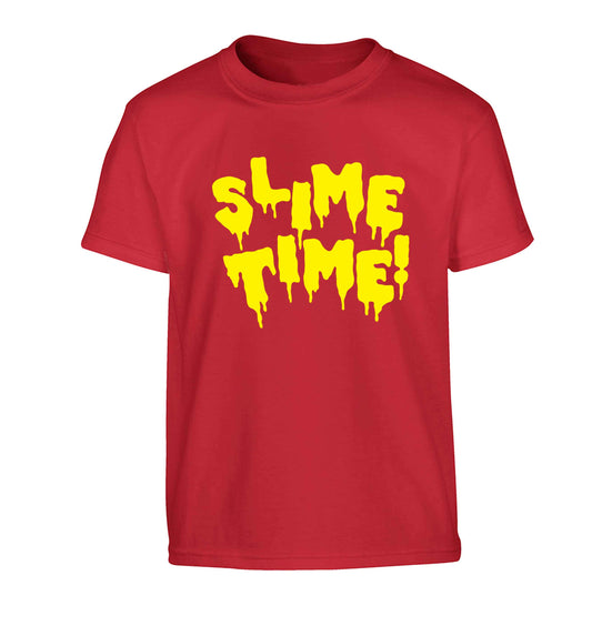 Neon yellow slime time Children's red Tshirt 12-13 Years