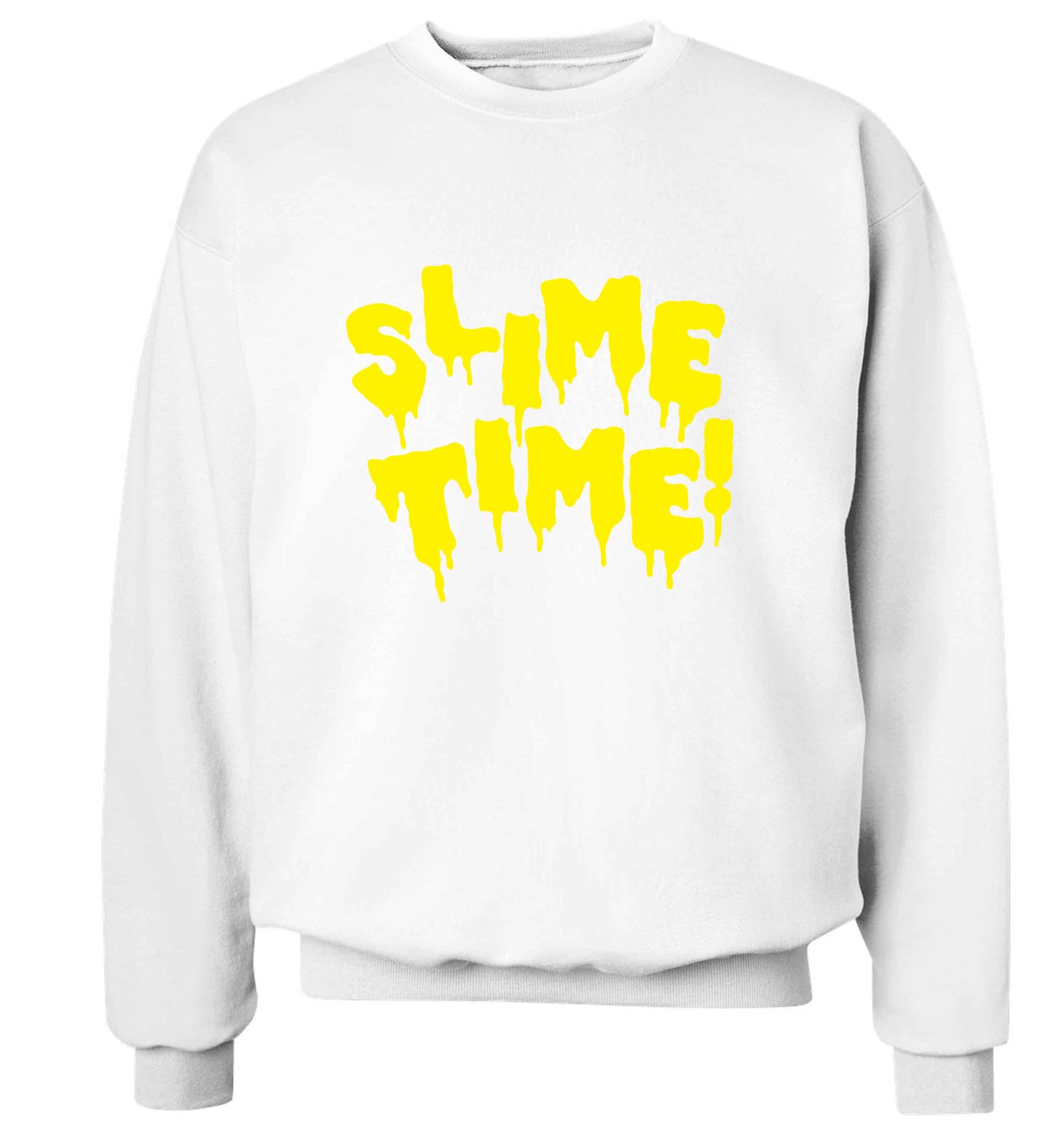 Neon yellow slime time adult's unisex white sweater 2XL
