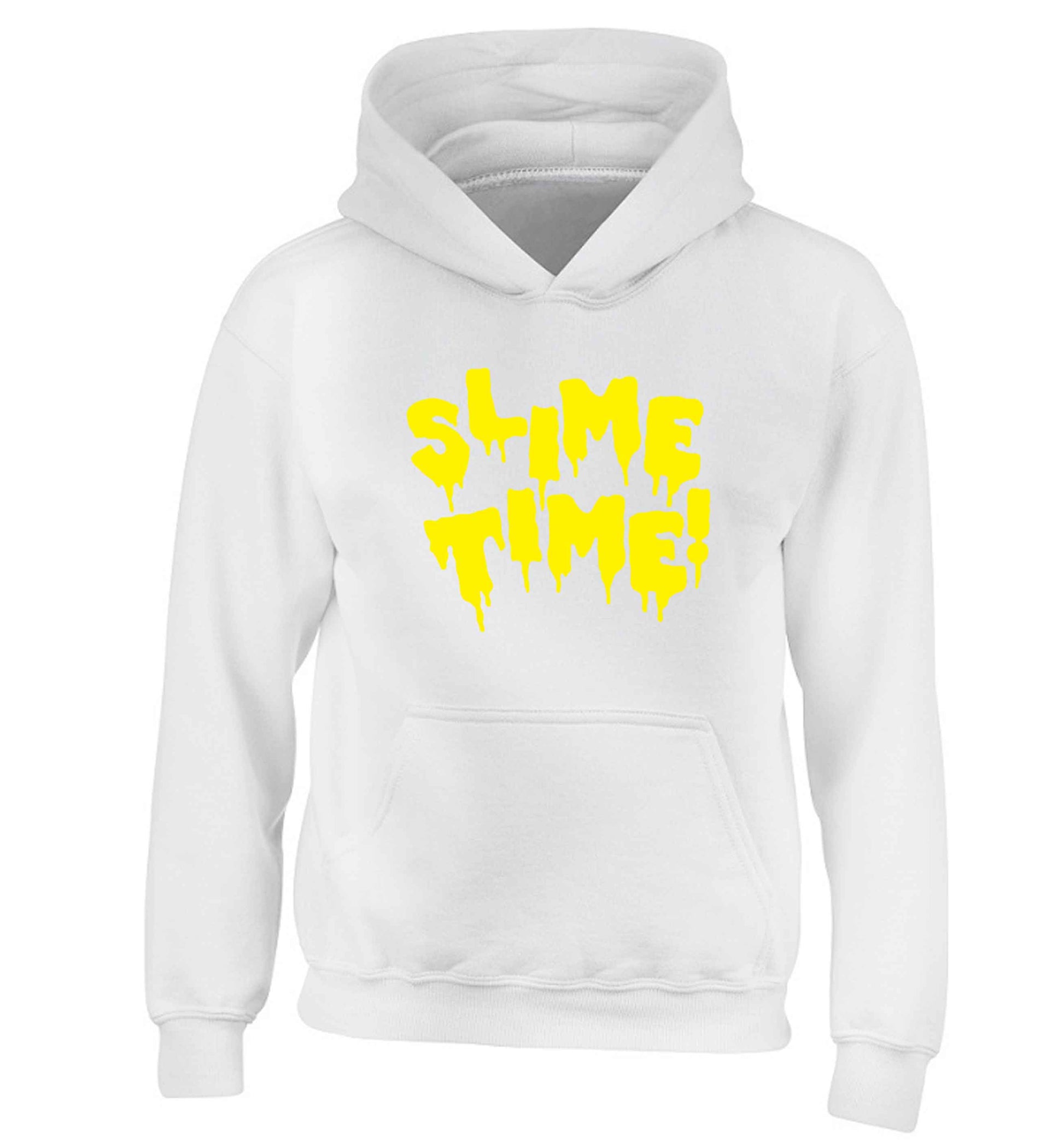 Neon yellow slime time children's white hoodie 12-13 Years