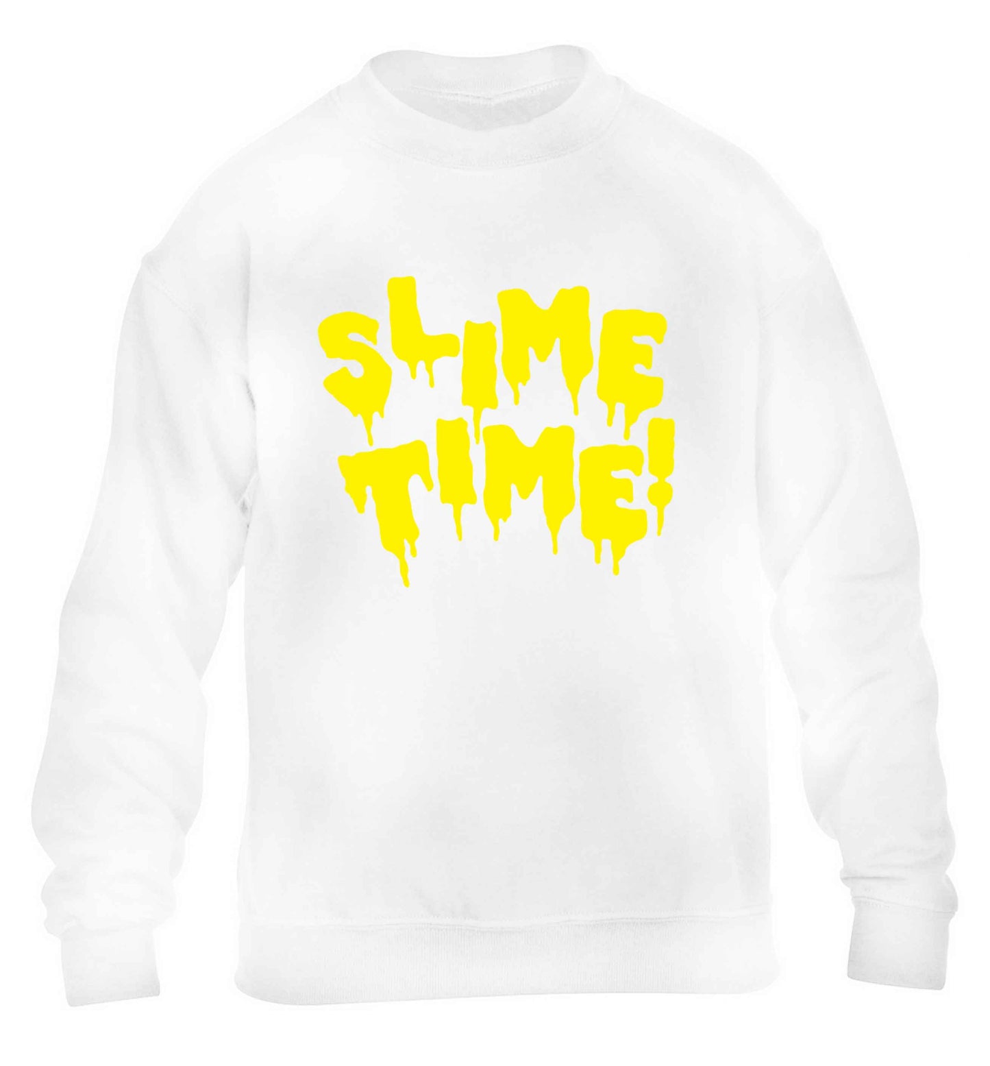 Neon yellow slime time children's white sweater 12-13 Years