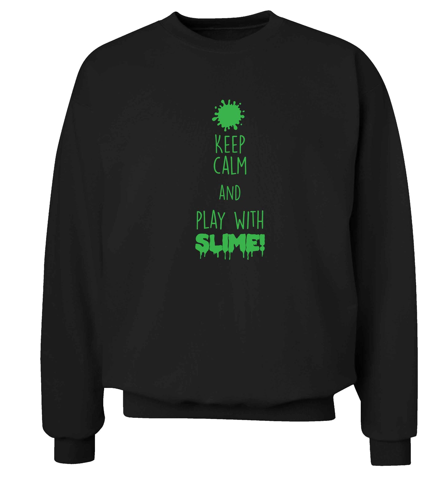 Neon green keep calm and play with slime!adult's unisex black sweater 2XL